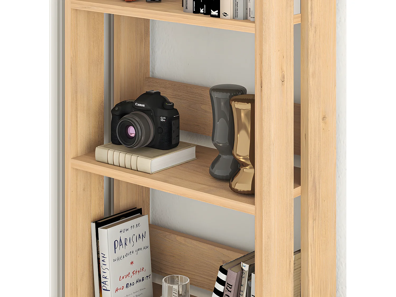 Etagère murale, bibliothèque coloris chêne cambrian - L. 57 x P. 25 x H. 155 cm