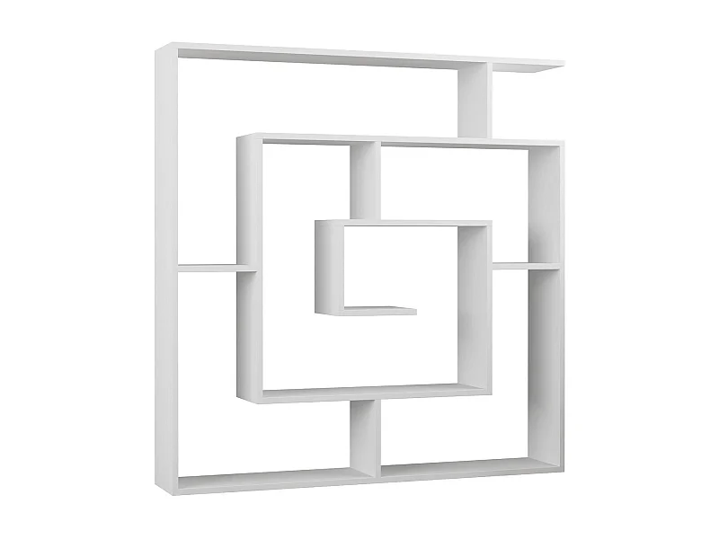 Etagère murale, bibliothèque en bois coloris blanc - L. 125 x P. 22 x H. 129 cm