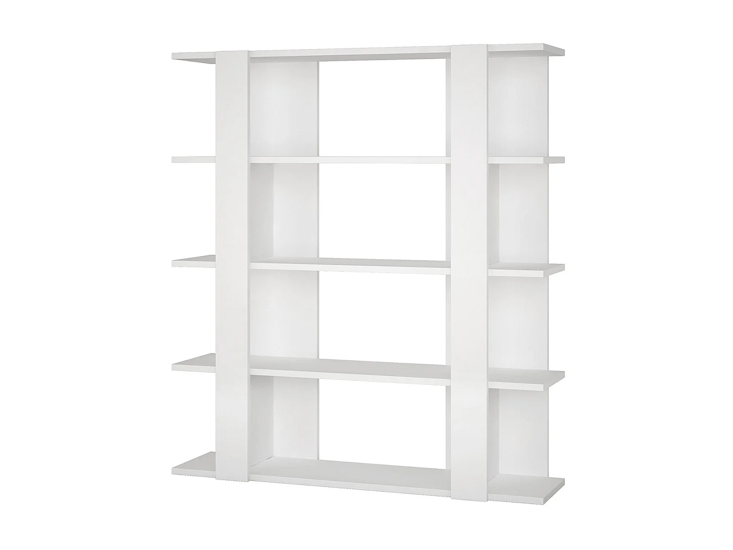 Etagère murale, bibliothèque en bois coloris blanc - L. 110 x P. 29 x H. 122 cm