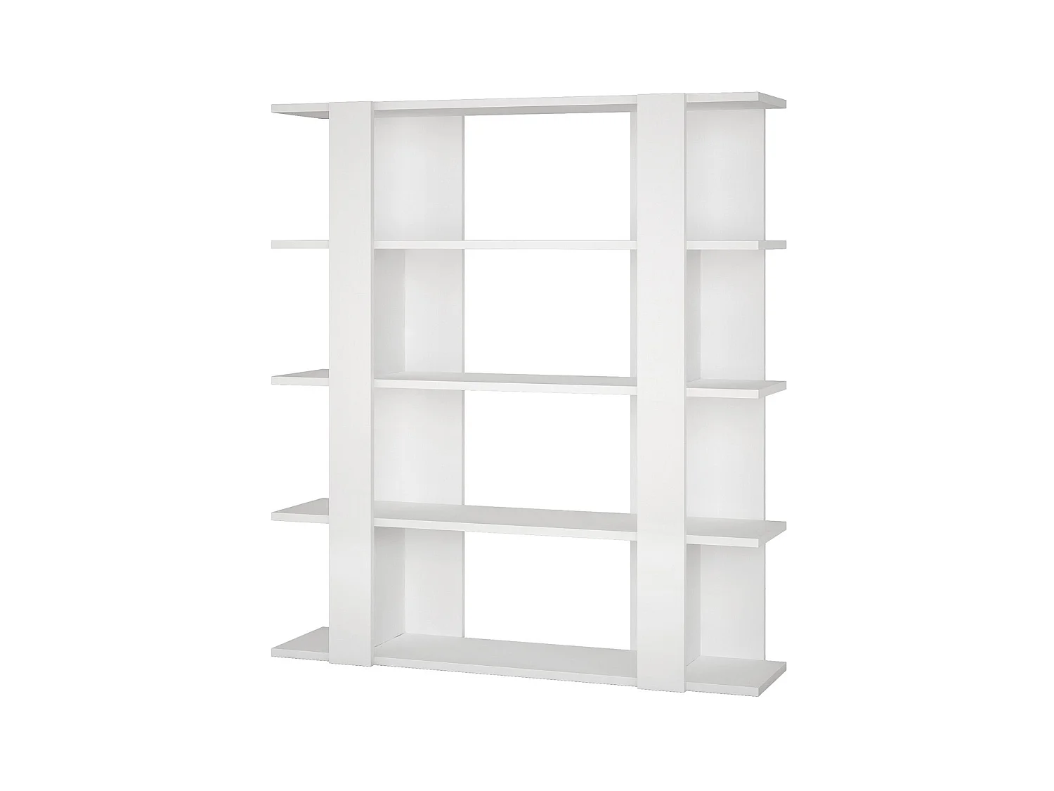 Etagère murale, bibliothèque en bois coloris blanc - L. 110 x P. 29 x H. 122 cm
