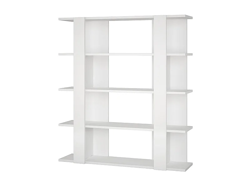 Etagère murale, bibliothèque en bois coloris blanc - L. 110 x P. 29 x H. 122 cm