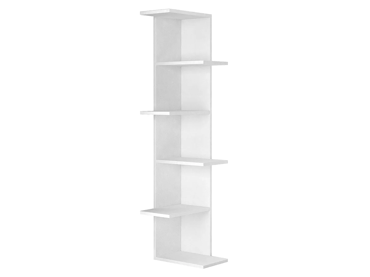 Etagère murale, bibliothèque coloris Blanc - longueur 37 x profondeur 24 x hauteur 141 cm