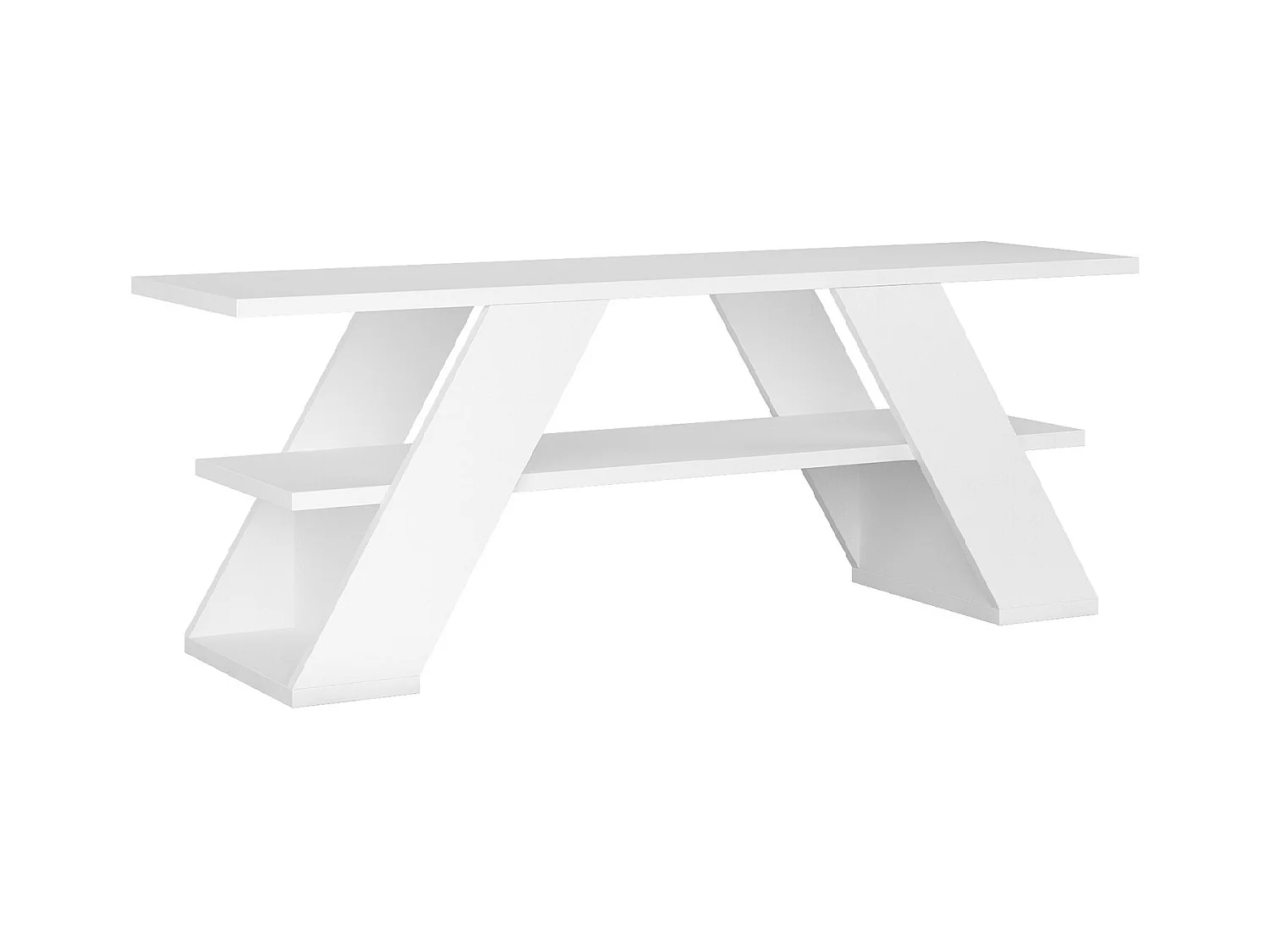Meuble TV en bois coloris blanc - longueur 120 x profondeur 34 x hauteur 40 cm