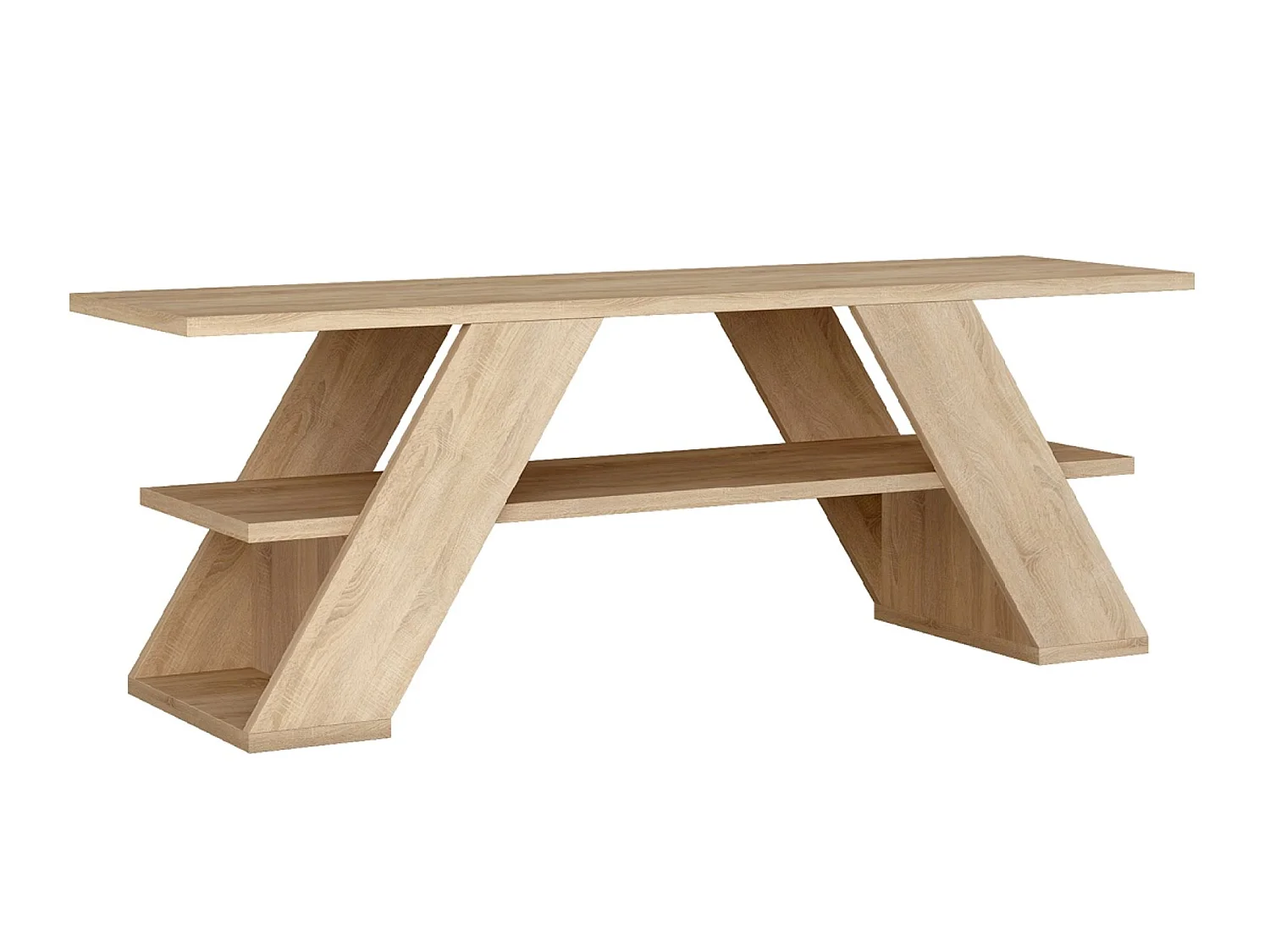 Meuble TV en bois coloris chêne cambrian - longueur 120 x profondeur 34 x hauteur 40 cm