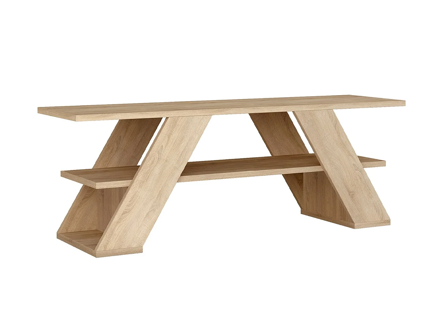 Meuble TV en bois coloris chêne cambrian - longueur 120 x profondeur 34 x hauteur 40 cm