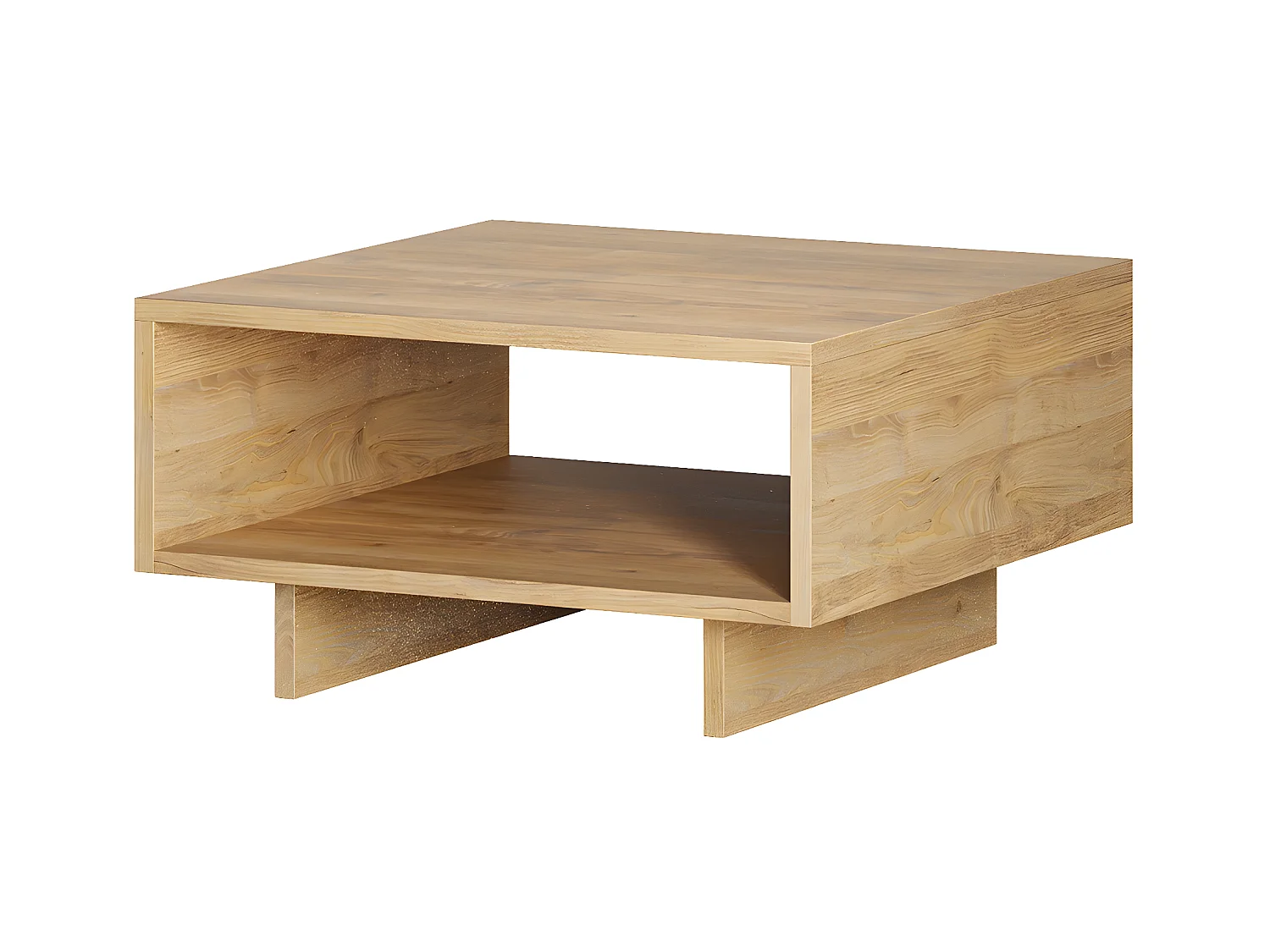 Table basse, table de salon coloris chêne cambrian - L. 60 x P. 60 x H. 32 cm