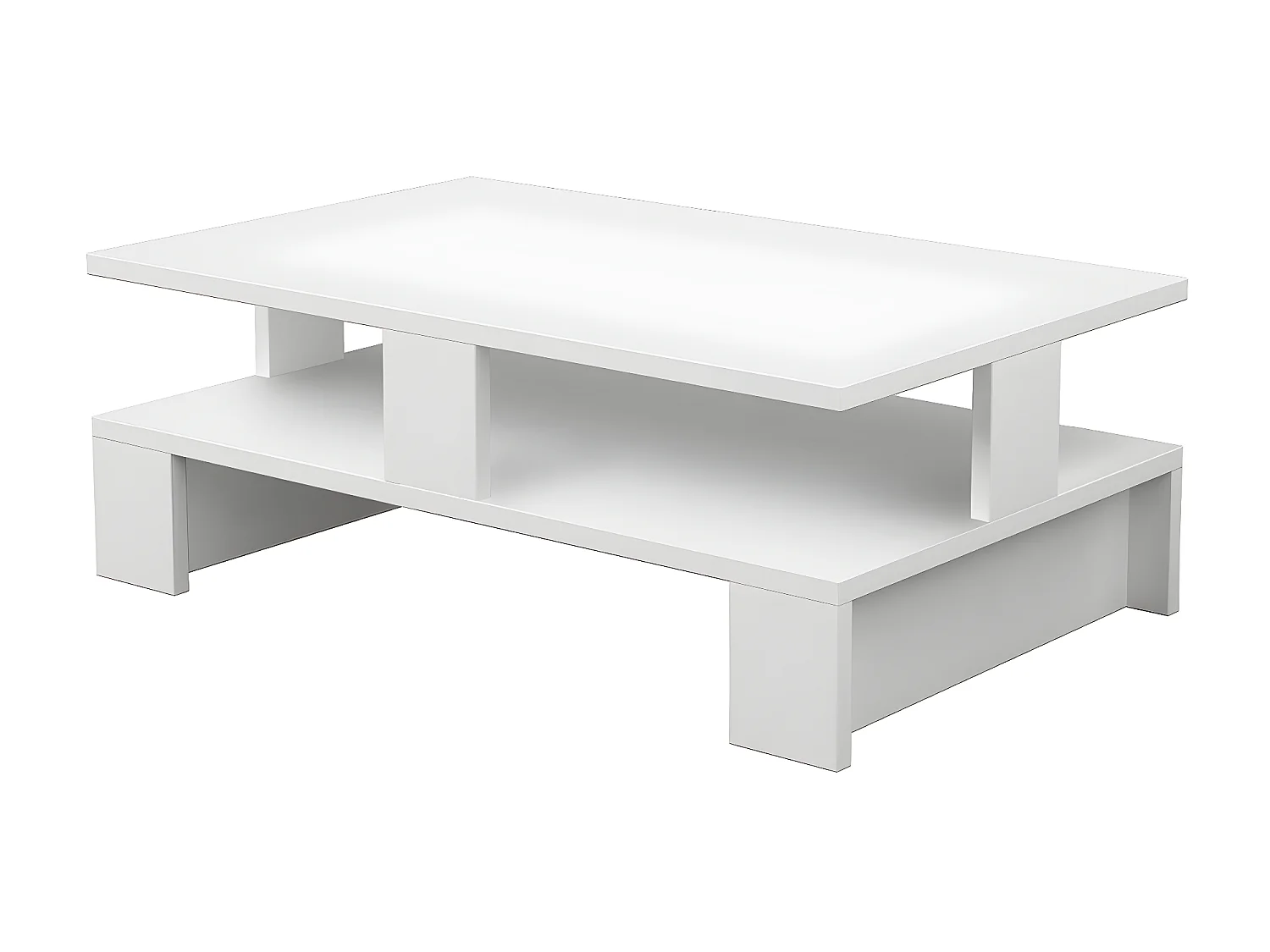 Table basse, table de salon coloris blanc - longueur 80 x profondeur 50 x hauteur 28 cm