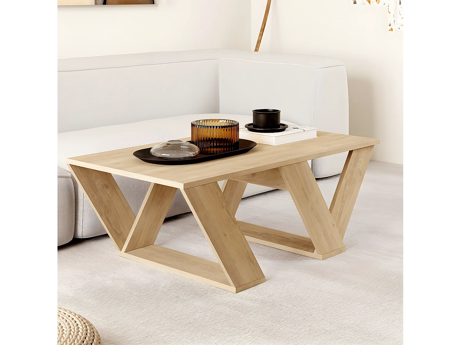 Table basse, table de salon coloris chêne cambrian - L. 110 x P. 60 x H. 40 cm