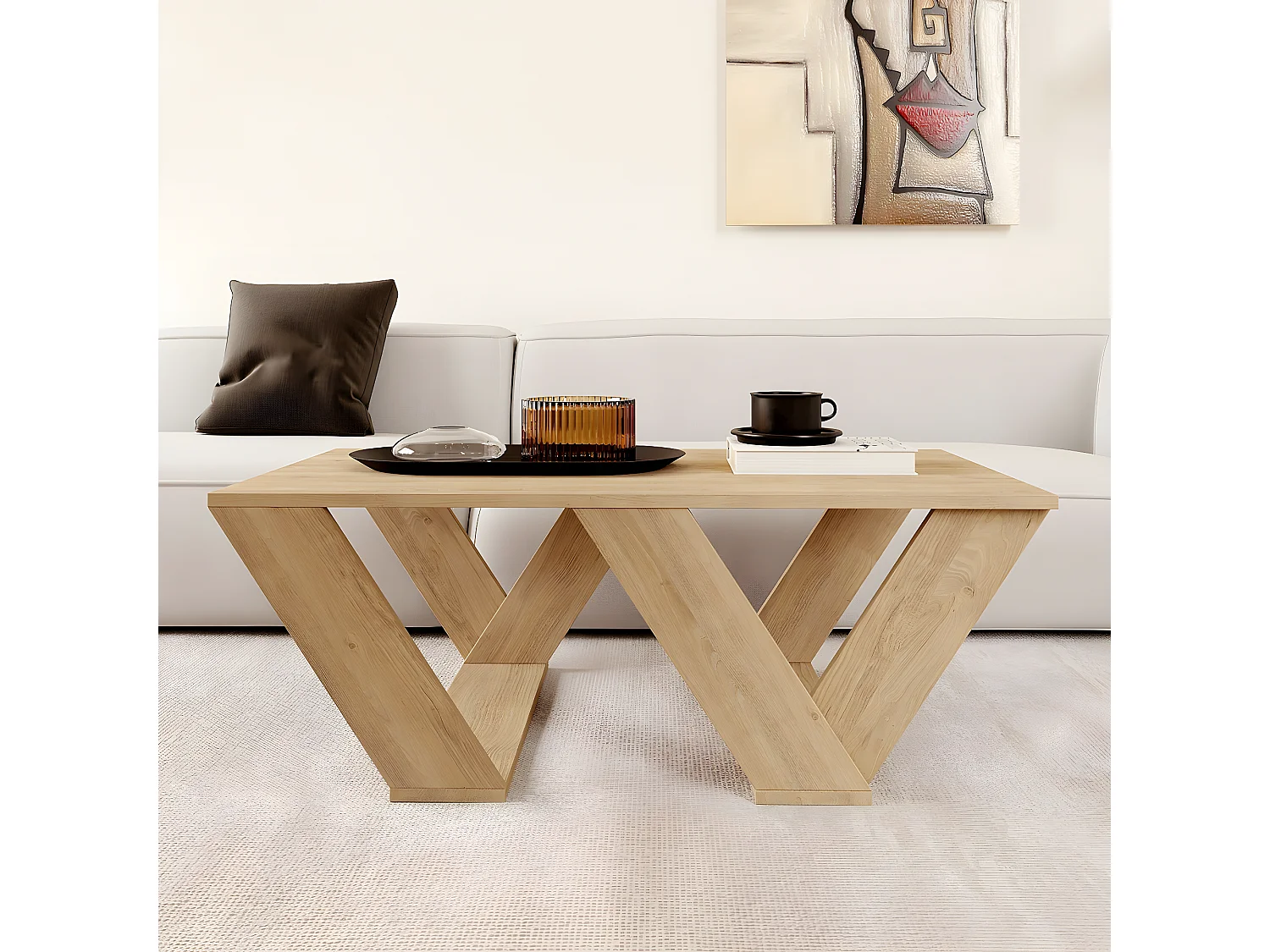 Table basse, table de salon coloris chêne cambrian - L. 110 x P. 60 x H. 40 cm