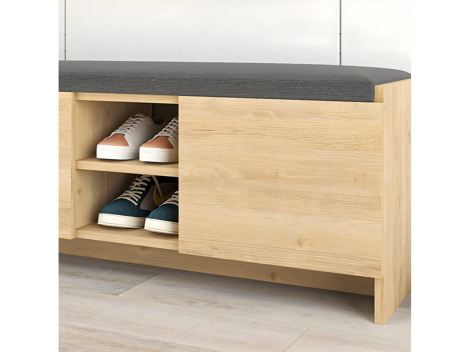 Etagère à chaussures, meuble à chaussures avec 2 portes coloris chêne cambrian