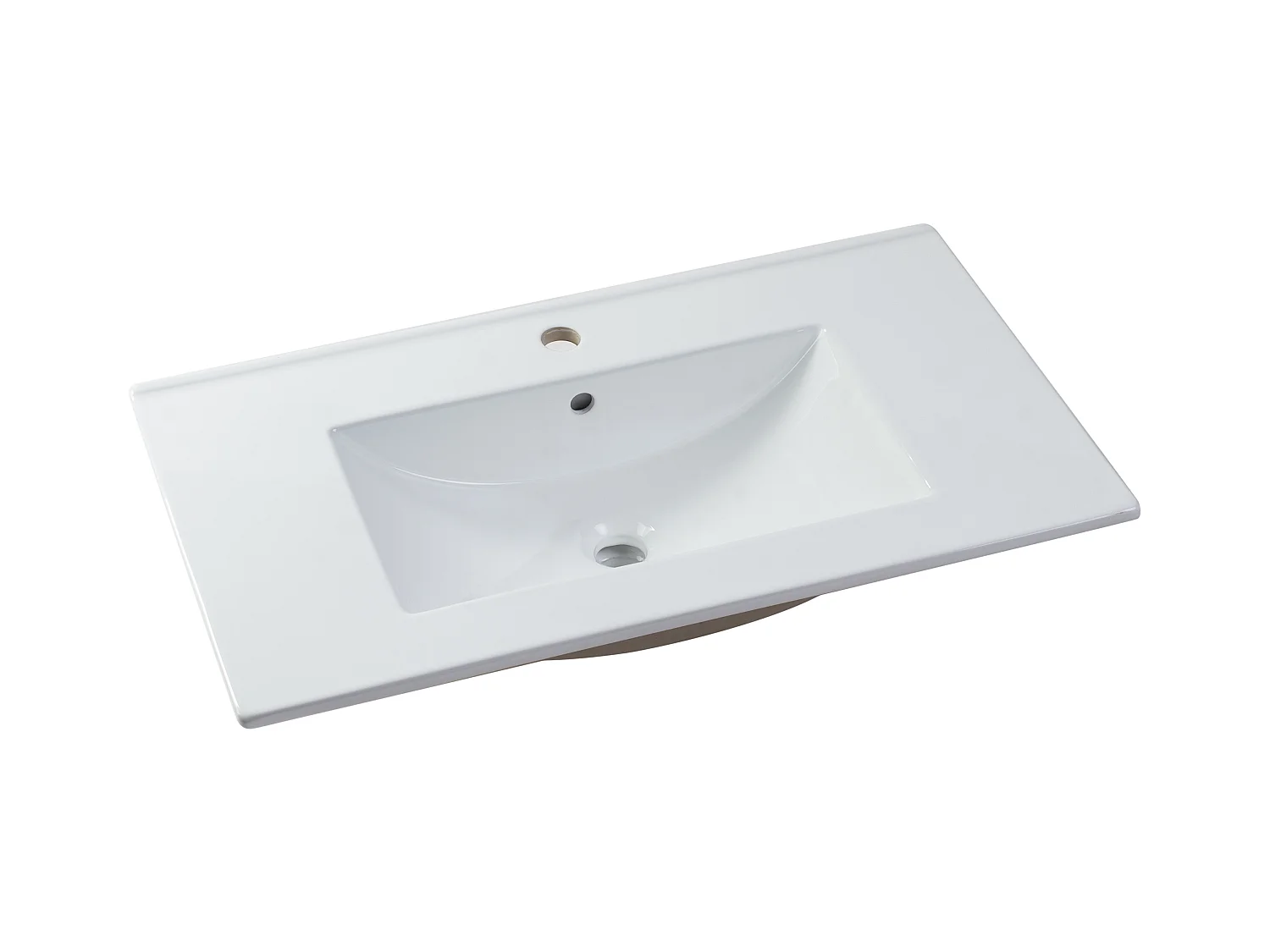 Waschbeckenunterschrank hängend mit Einbauwaschbecken & Badhochschrank - Streifenoptik - Holzfarben hell - 80 cm - ZEVARA