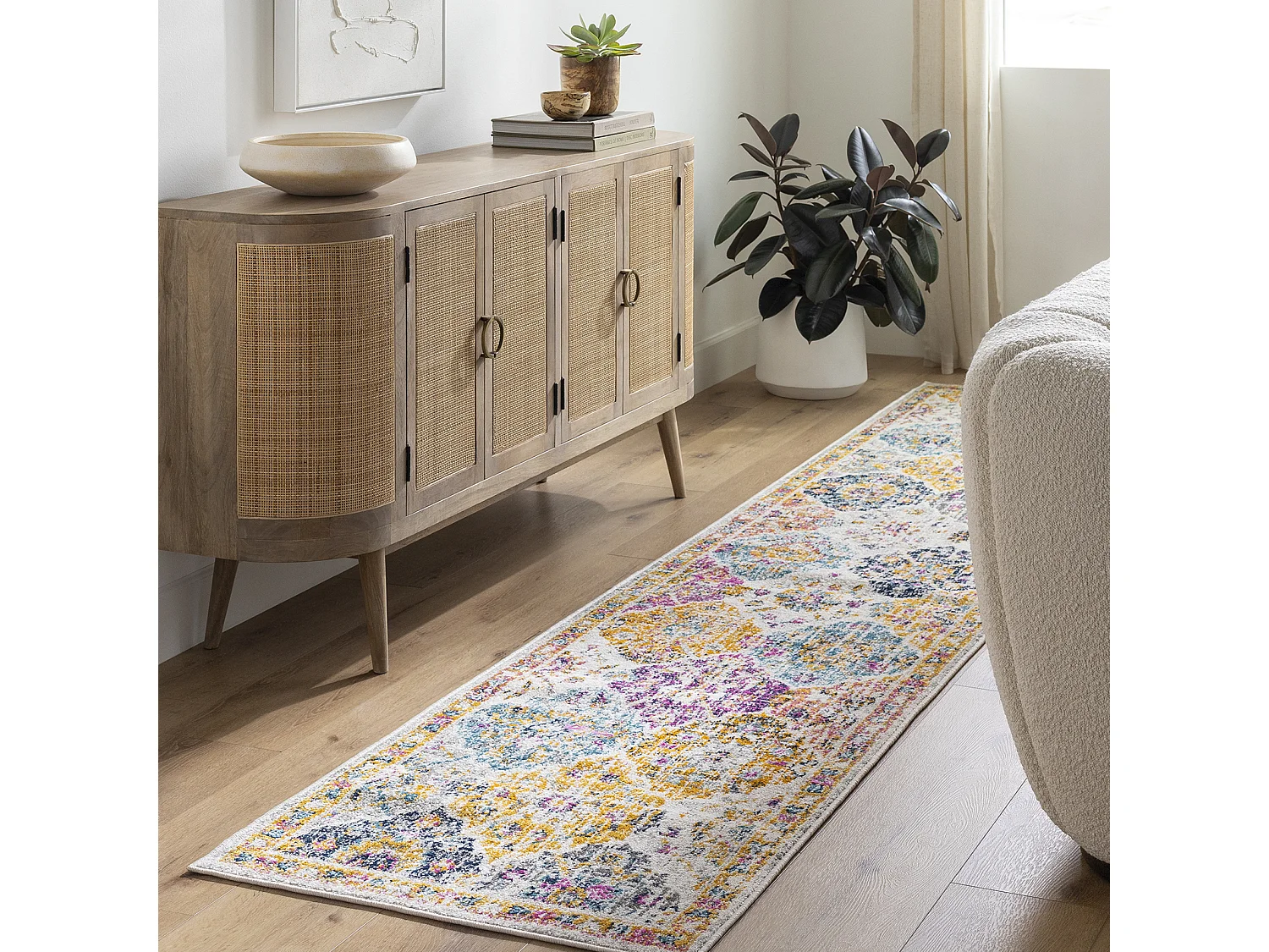 Vintage Oosters Loper Gang - Meerkleurig/Oranje - - 78x365cm - INES