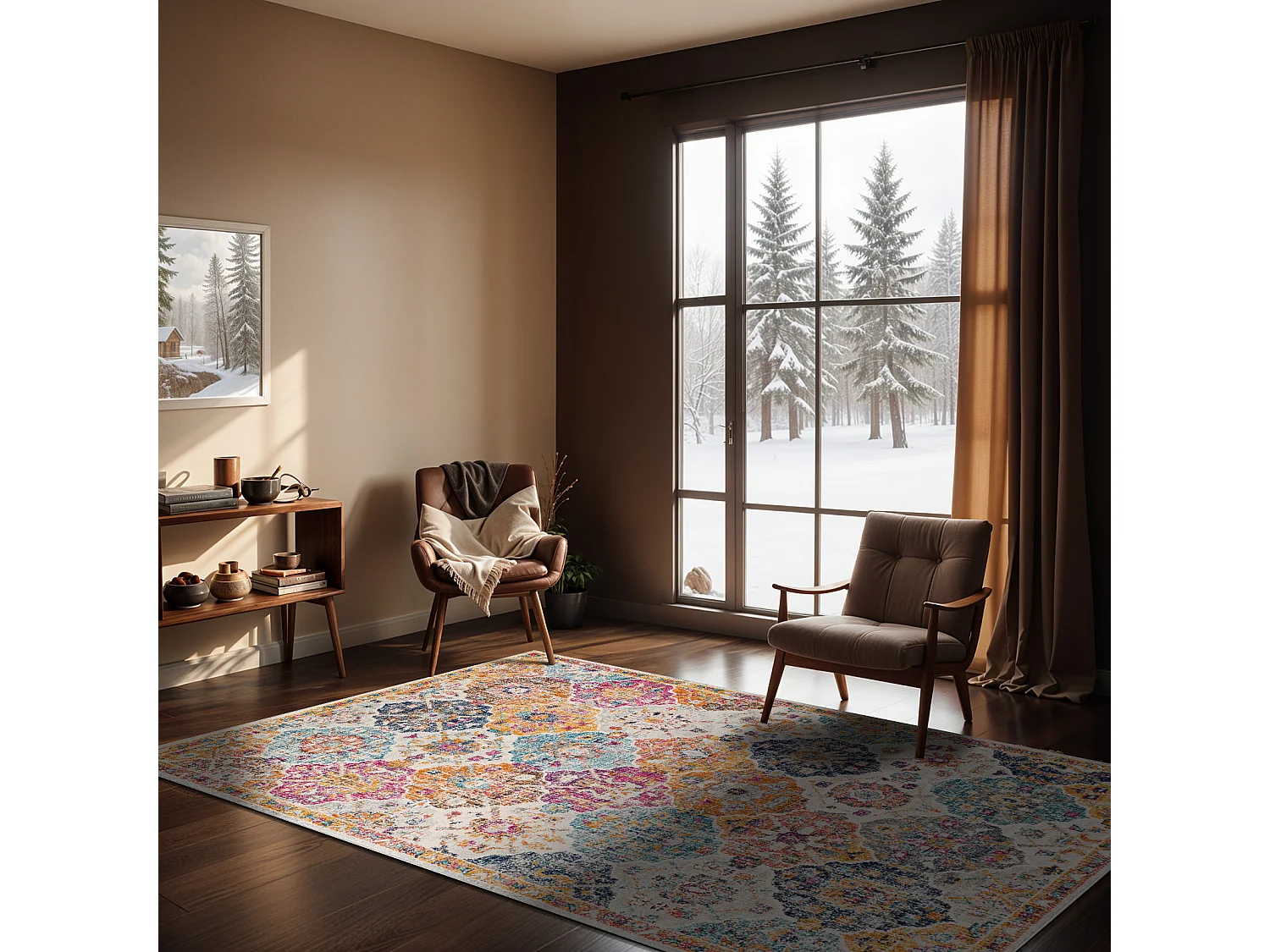 Vintage Oosters Loper Gang - Meerkleurig/Oranje - - 78x365cm - INES