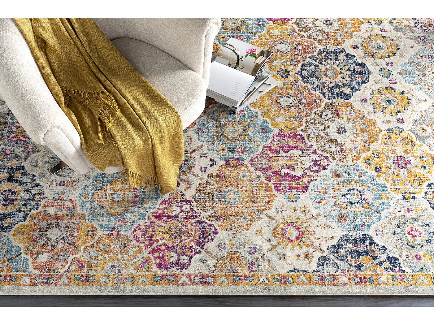 Vintage Oosters Loper Gang - Meerkleurig/Oranje - - 78x365cm - INES