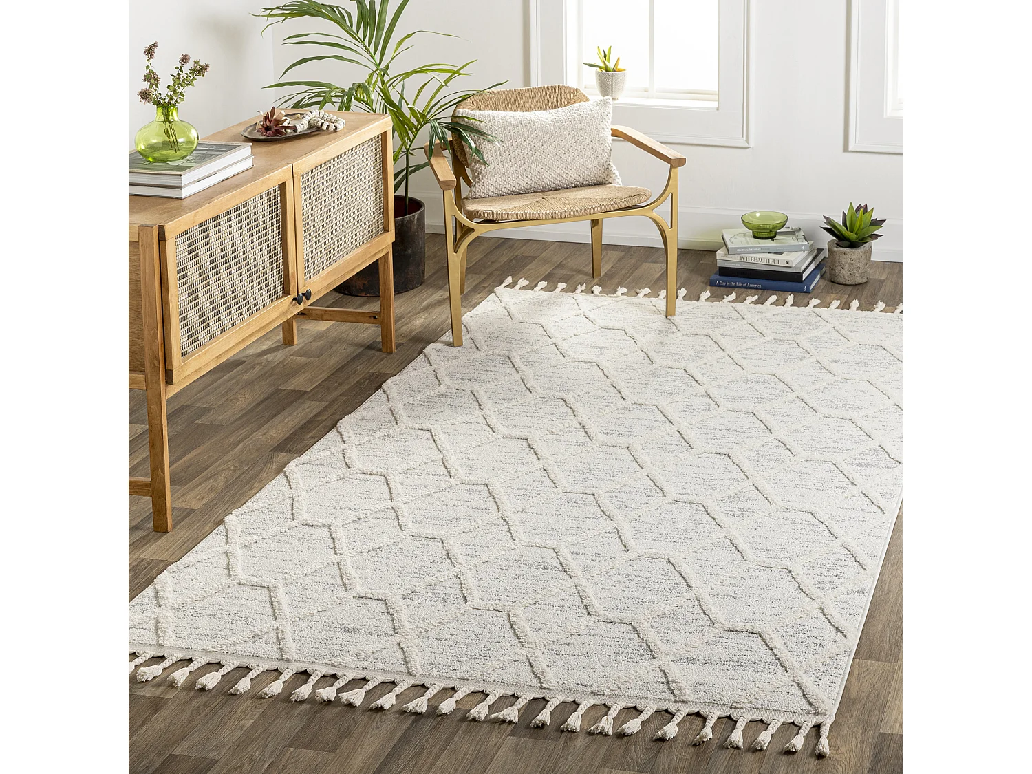Tapis Scandinave Bohème - Ivoire/Gris - 160x213cm - NORAH