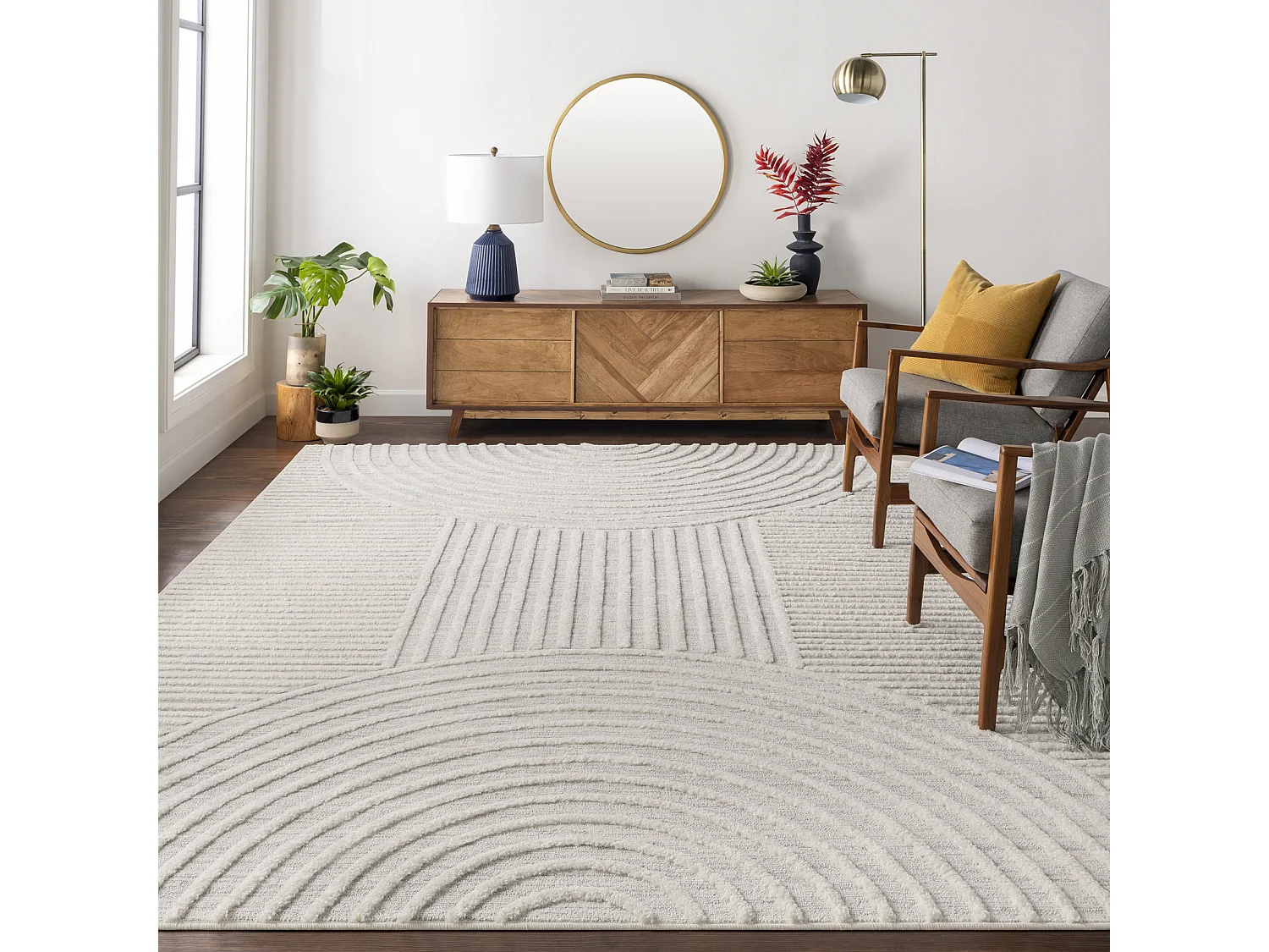 Tapis Scandinave Bohème - Ivoire/Gris - 160x213cm - NORAH