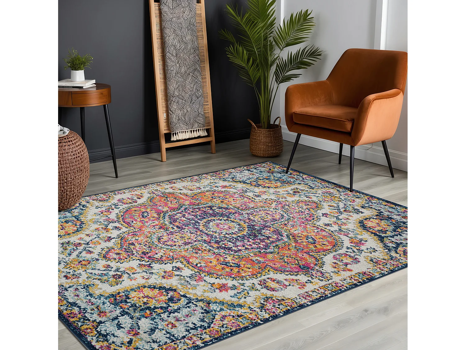 Vintage Oosters Tapijt - Meerkleurig/Roze - 120x170cm - JULIA