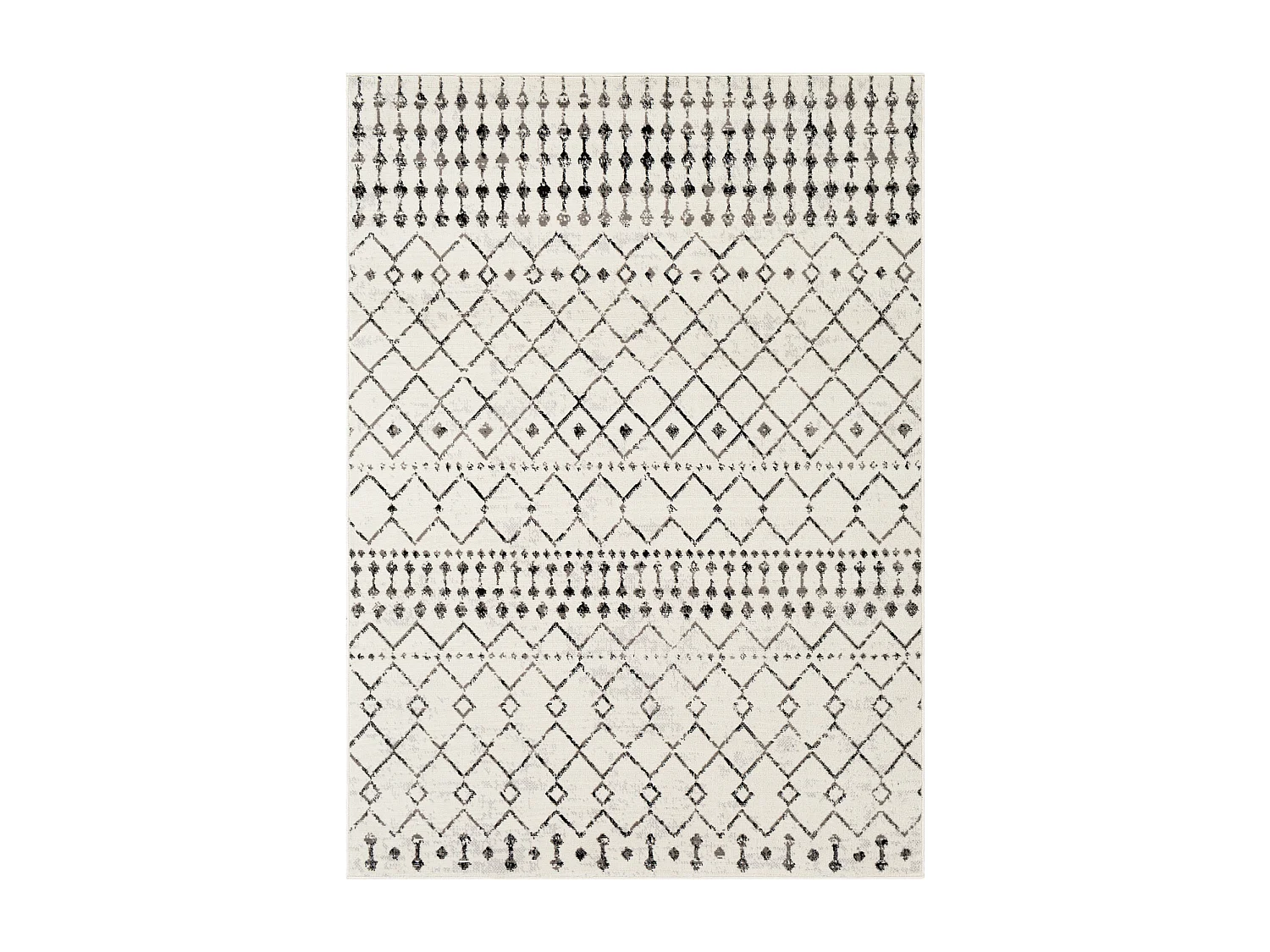 Tapis Berbère Ethnique - Blanc/Noir - 152x213cm - LEONOR