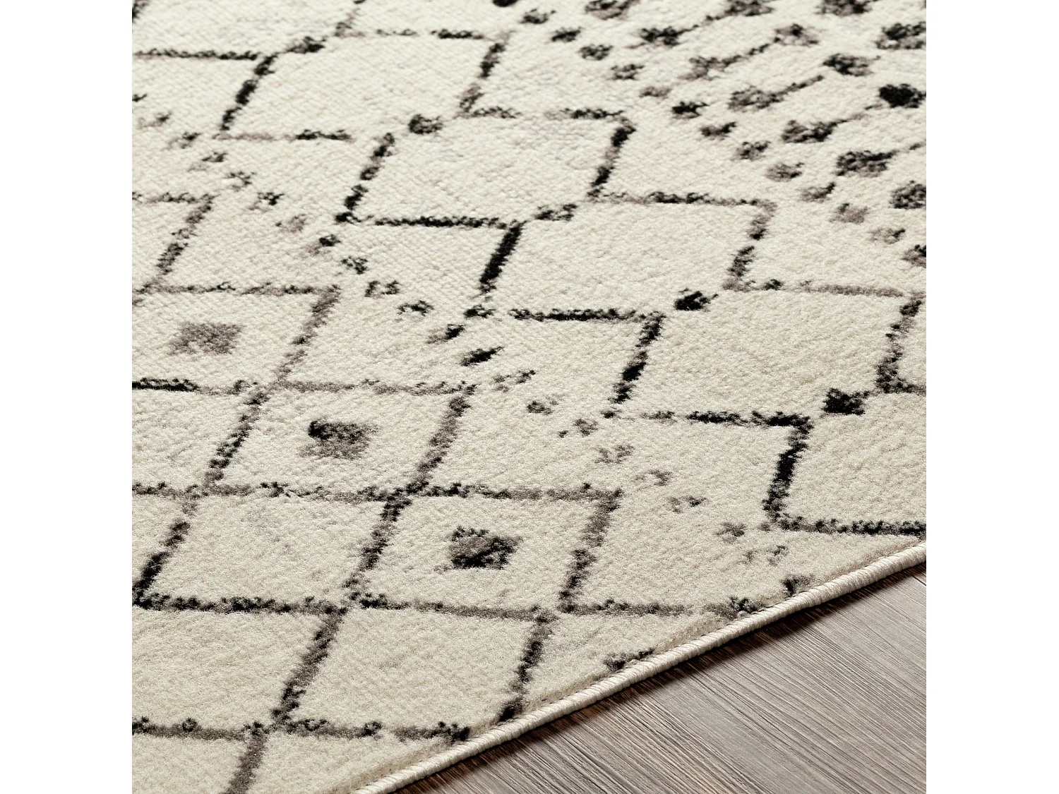 Tapis Berbère Ethnique - Blanc/Noir - 152x213cm - LEONOR