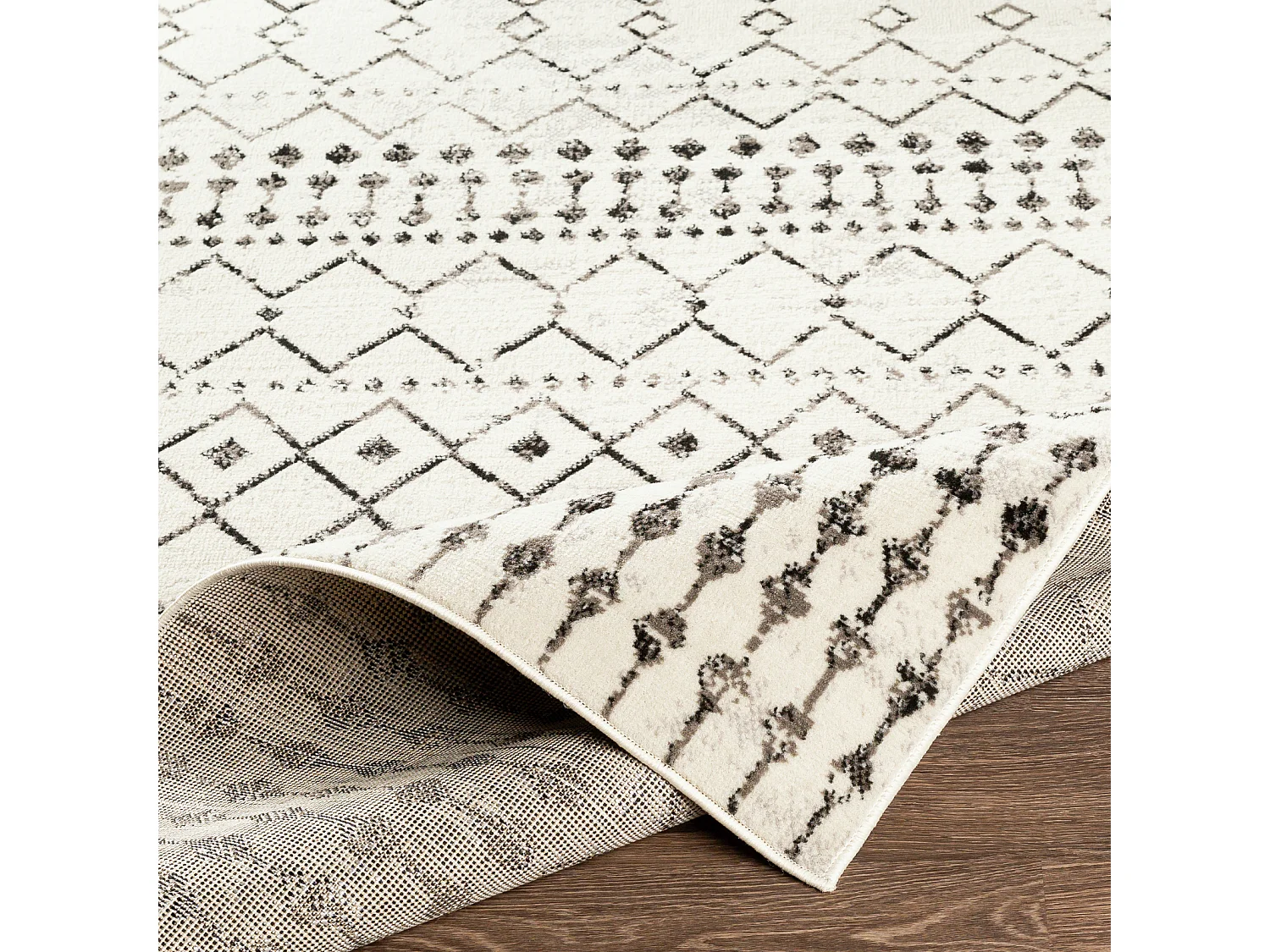 Tapis Berbère Ethnique - Blanc/Noir - 152x213cm - LEONOR