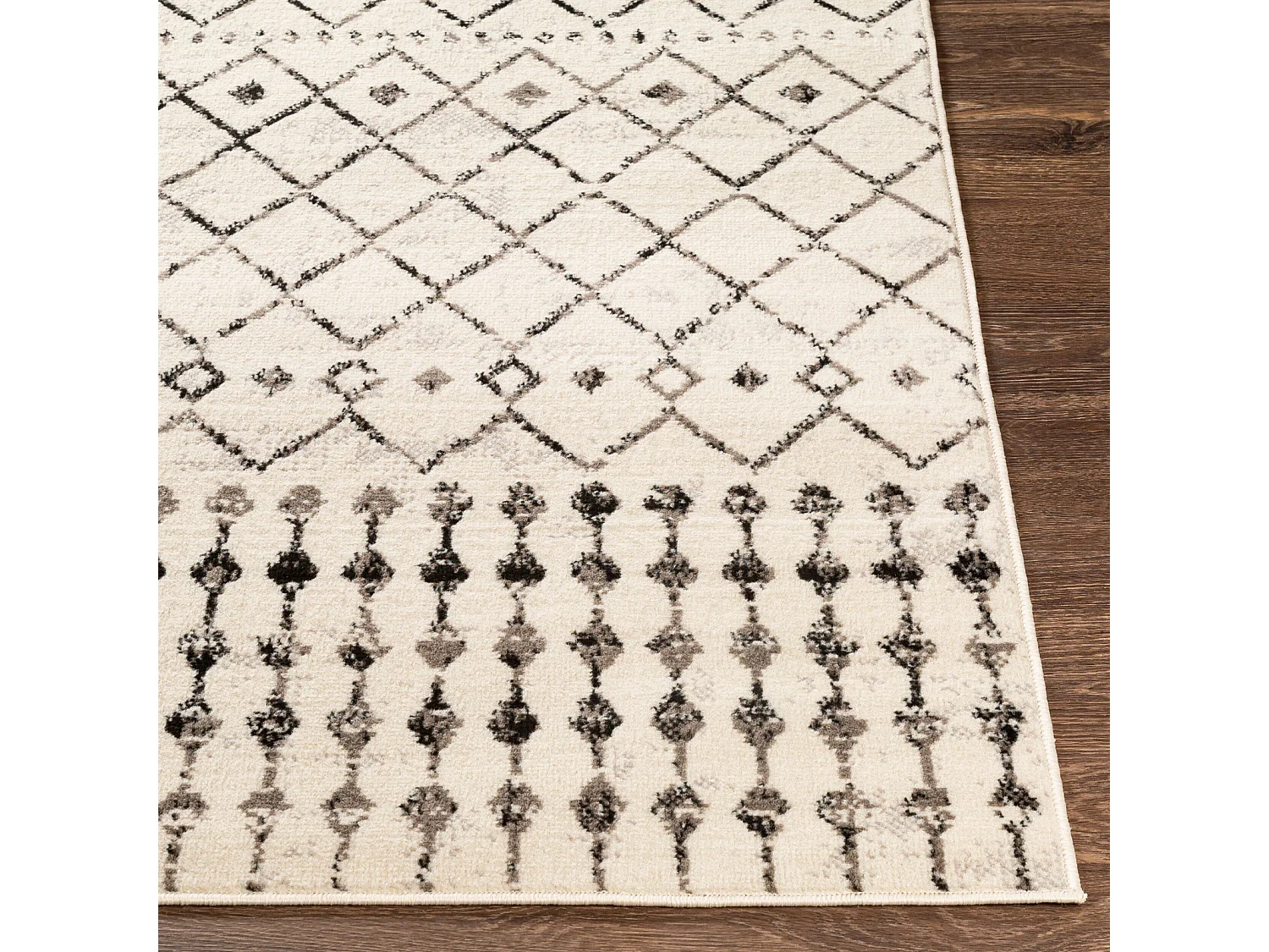 Tapis Berbère Ethnique - Blanc/Noir - 152x213cm - LEONOR