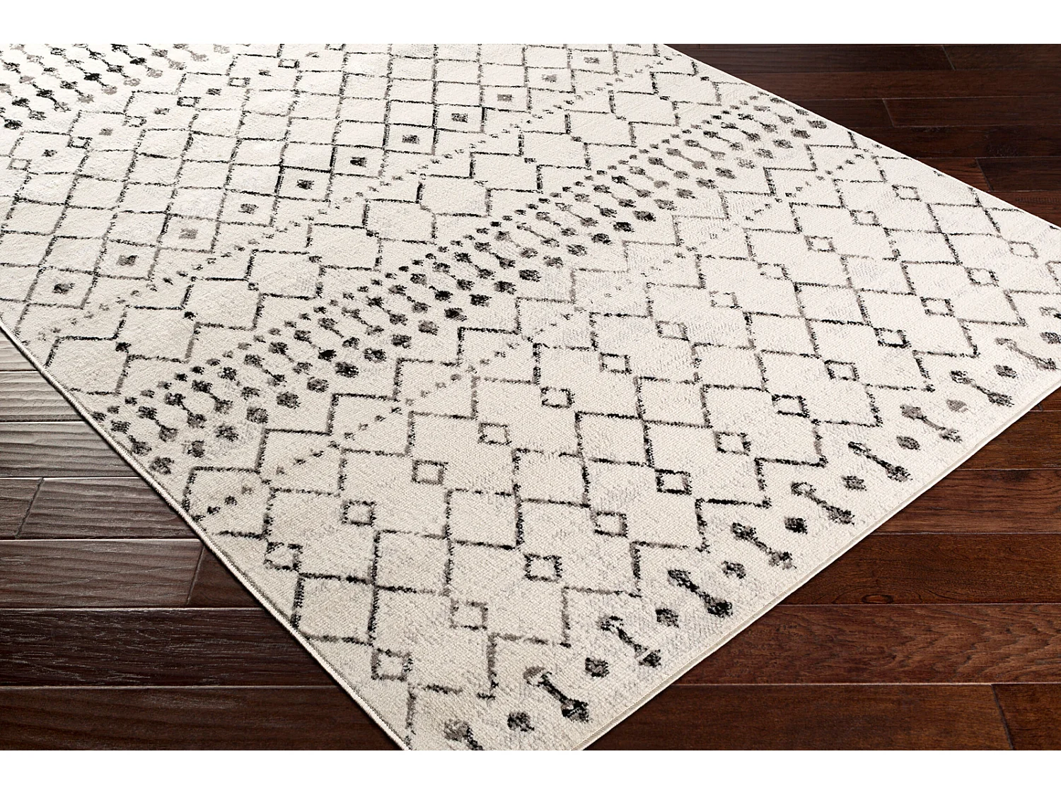 Tapis Berbère Ethnique - Blanc/Noir - 152x213cm - LEONOR