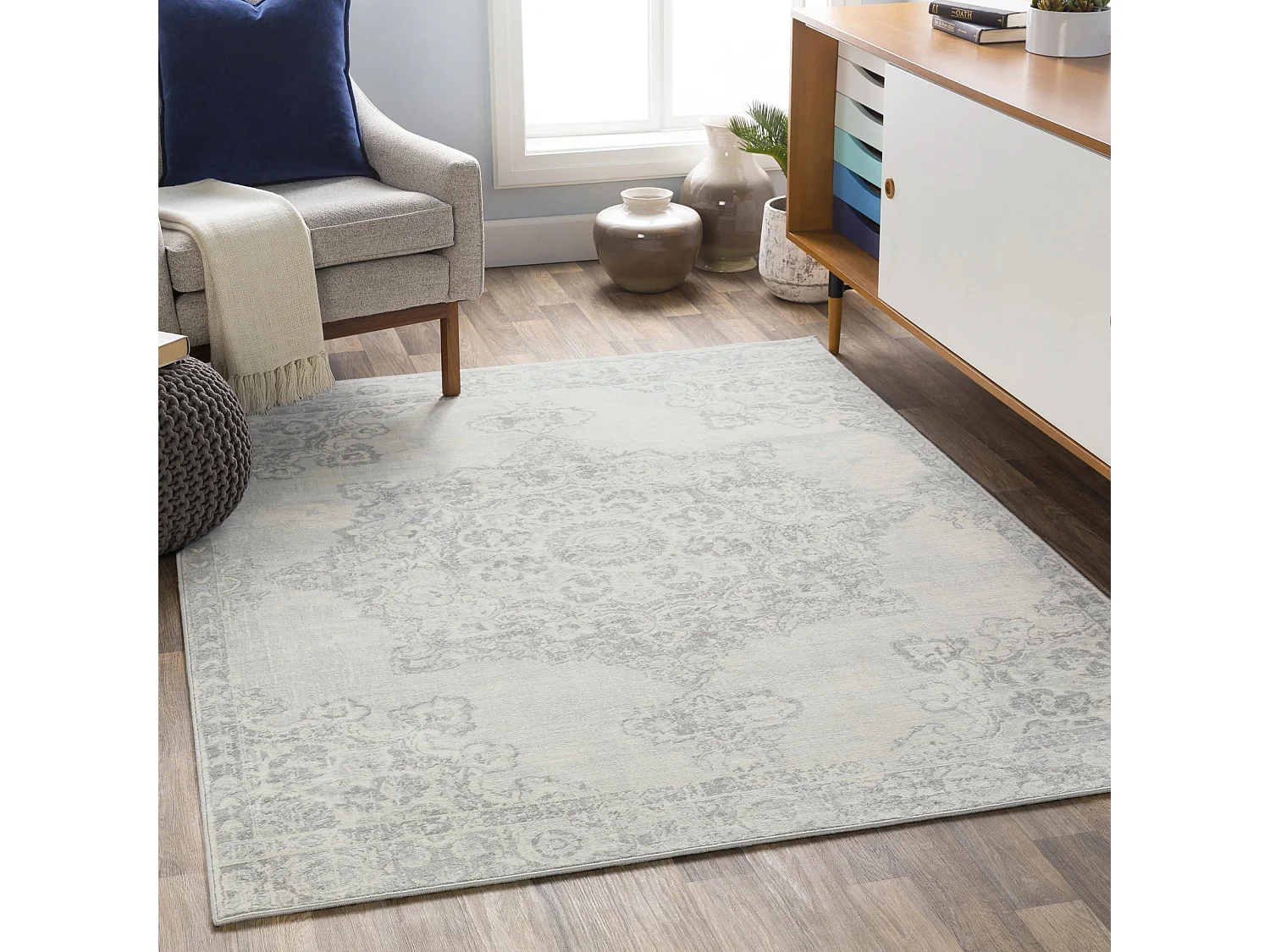 Alfombra Vintage Oriental - Gris/Marfil - 130x180cm - LOLA
