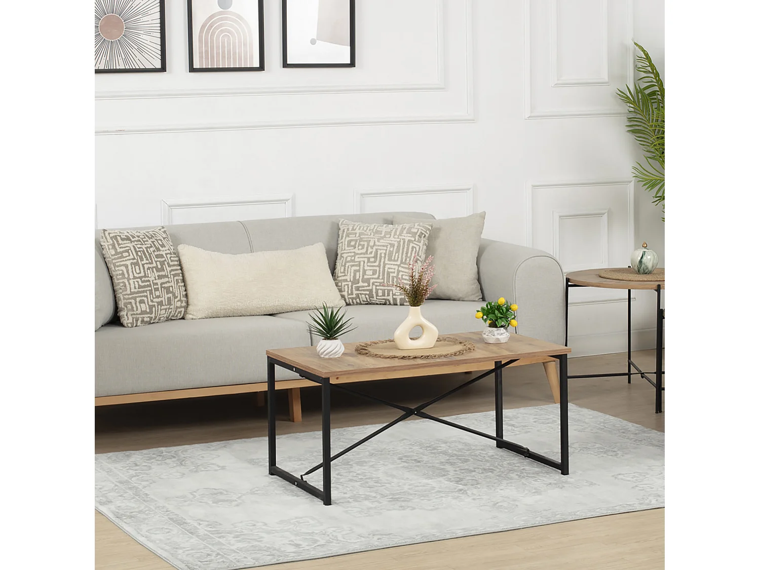 Alfombra Vintage Oriental - Gris/Marfil - 130x180cm - LOLA