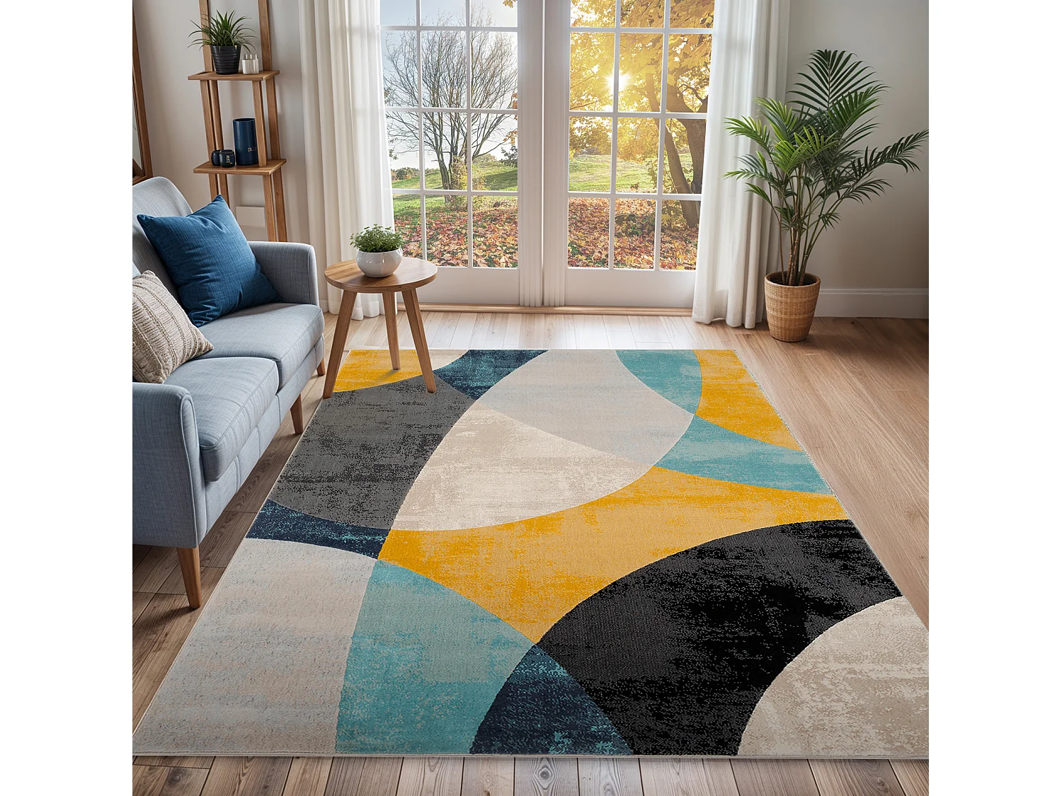 Tapis Scandinave Moderne - Multicolore/Bleu - 160x220cm - BEA