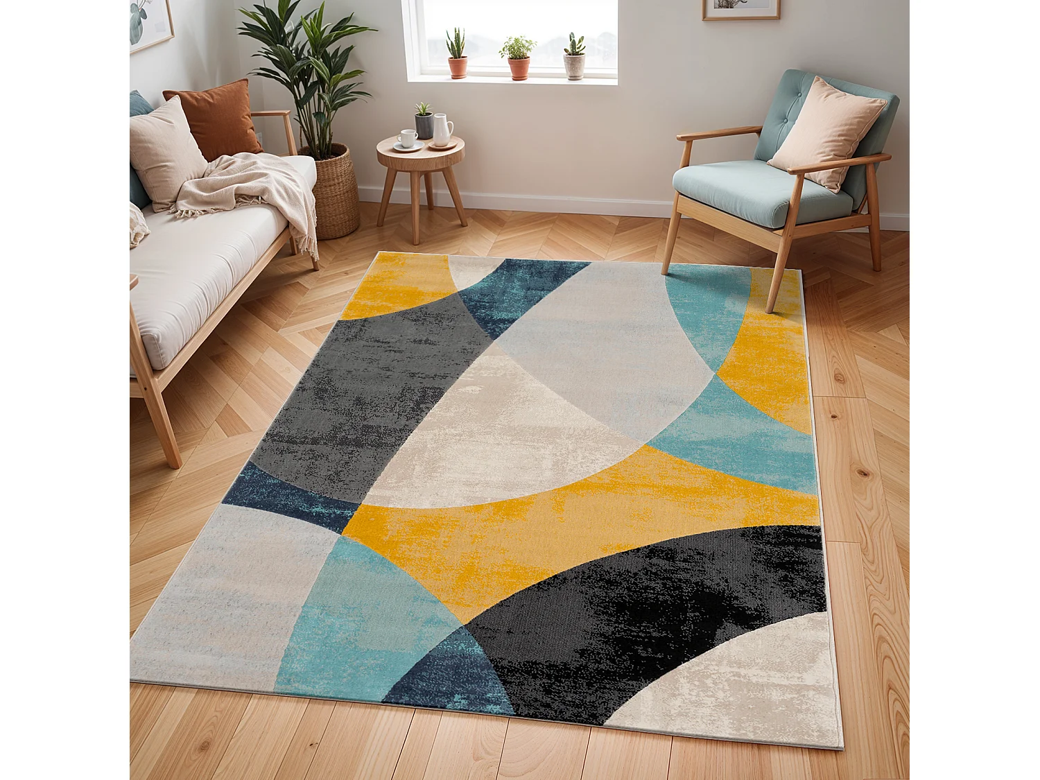 Tapis Scandinave Moderne - Multicolore/Bleu - 160x220cm - BEA