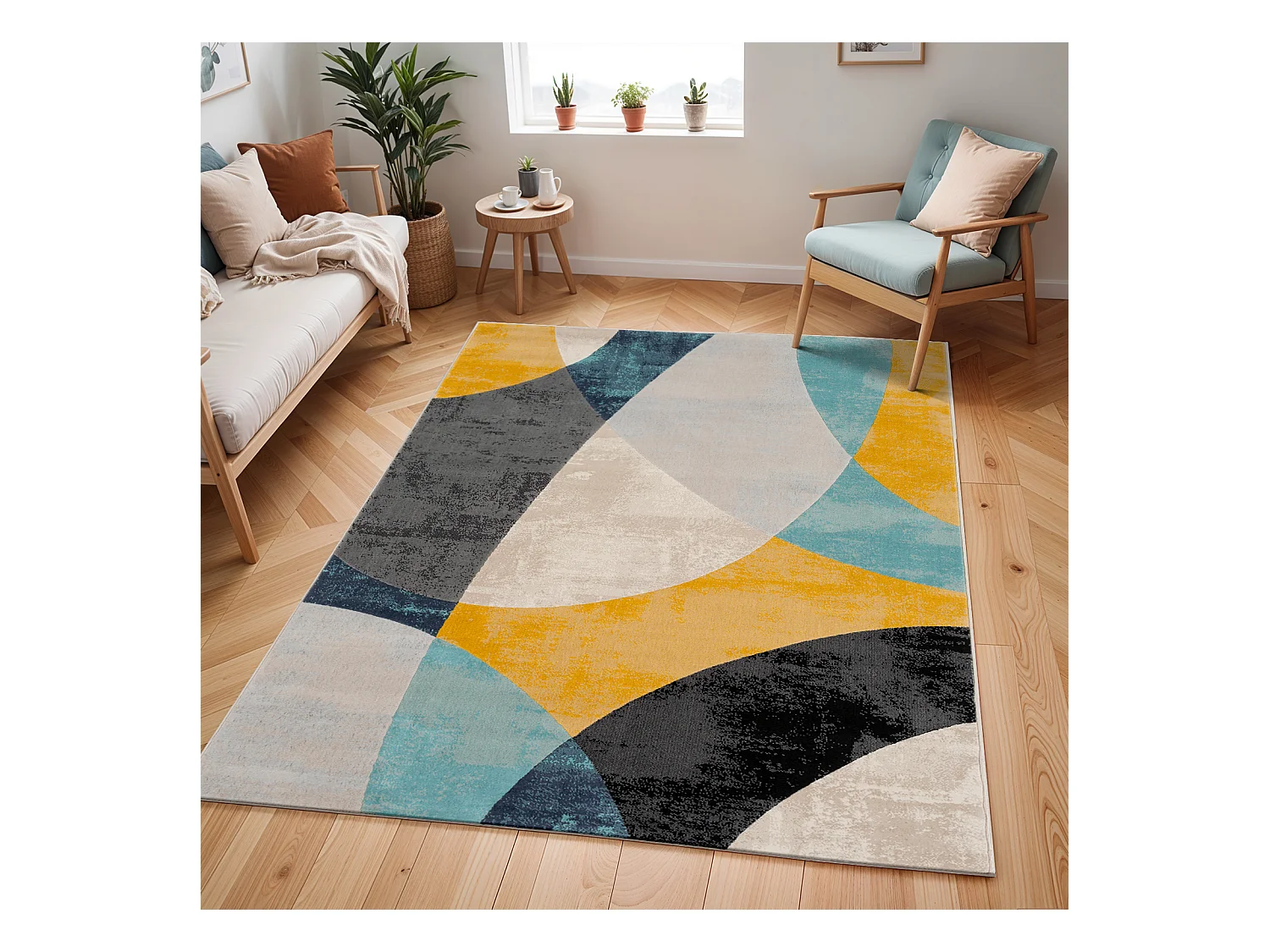 Modern Scandinavisch Tapijt - Meerkleurig/Blauw - 160x220cm - BEA