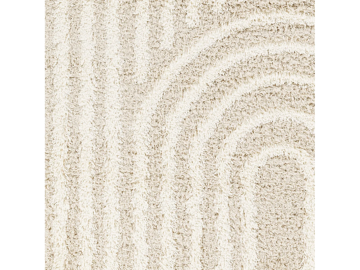 Tapis de Salon et Chambre - Shaggy Géométrique - CHRISTIANNE - 160x220cm - Blanc et Beige Clair