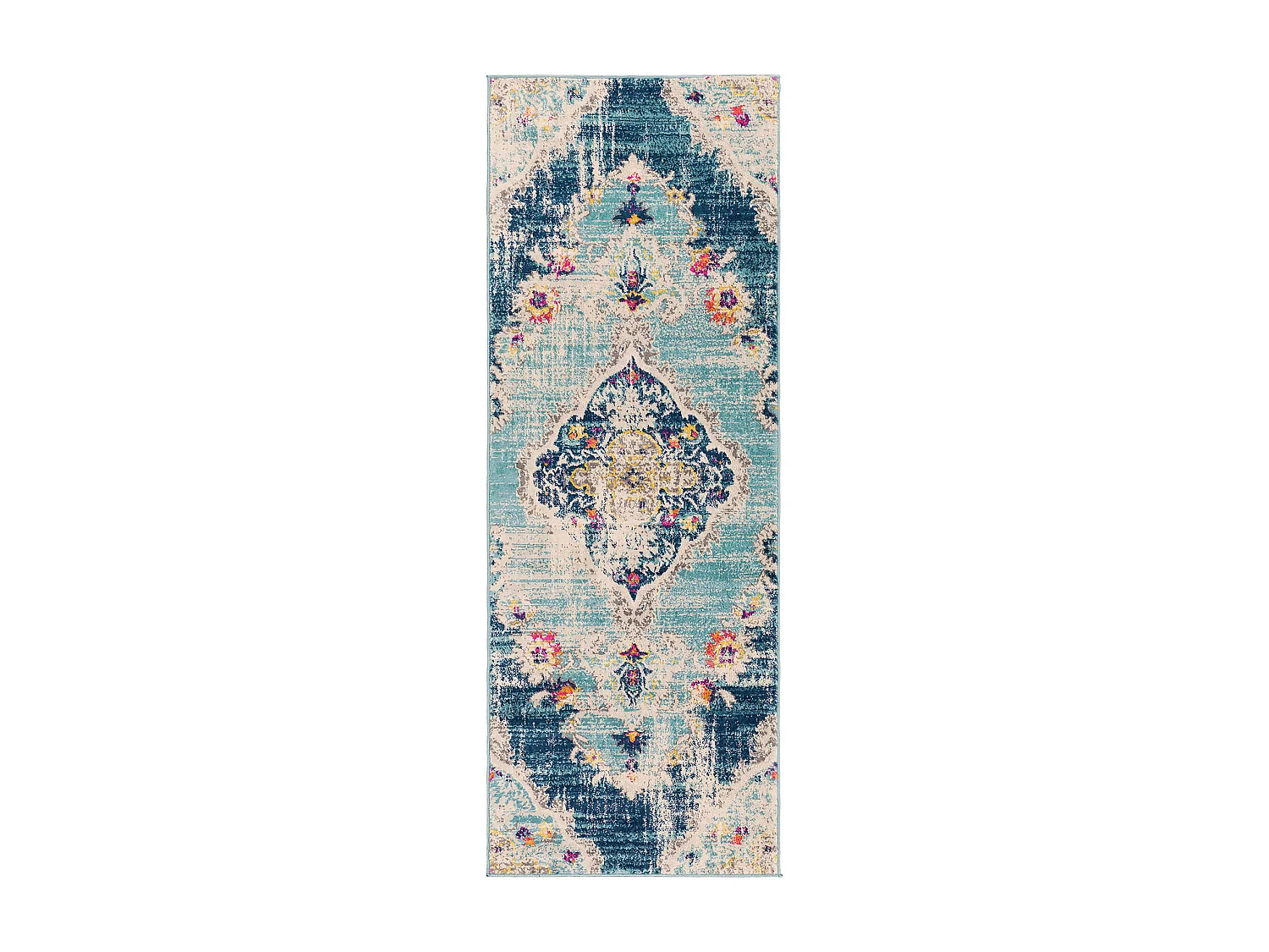 Tapis de Couloir Vintage Oriental - Multicolore/Bleu - 80x220cm - ROMY