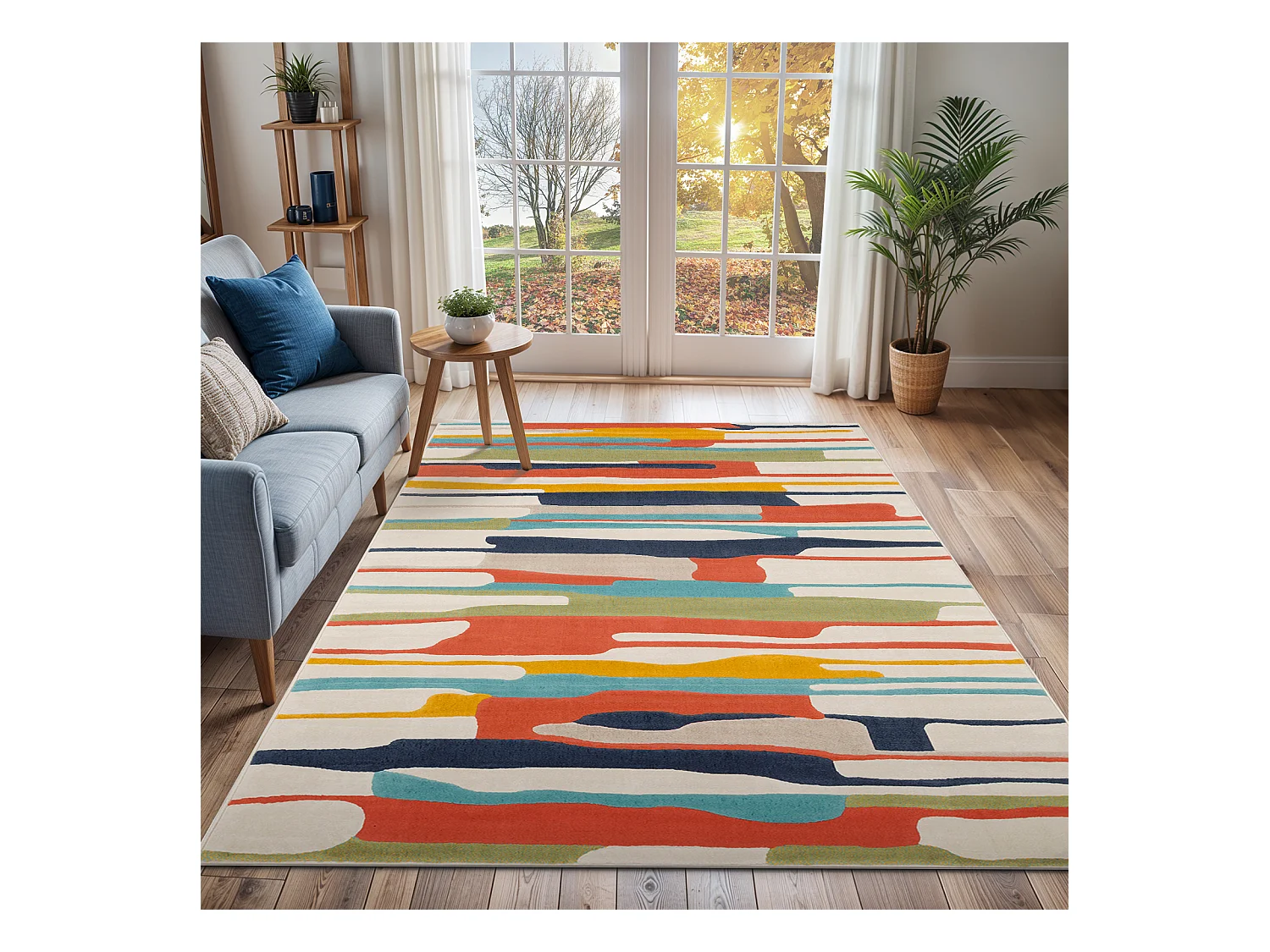 Tapis Scandinave Moderne - Multicolore/Orange - 120x170cm - ANAIS