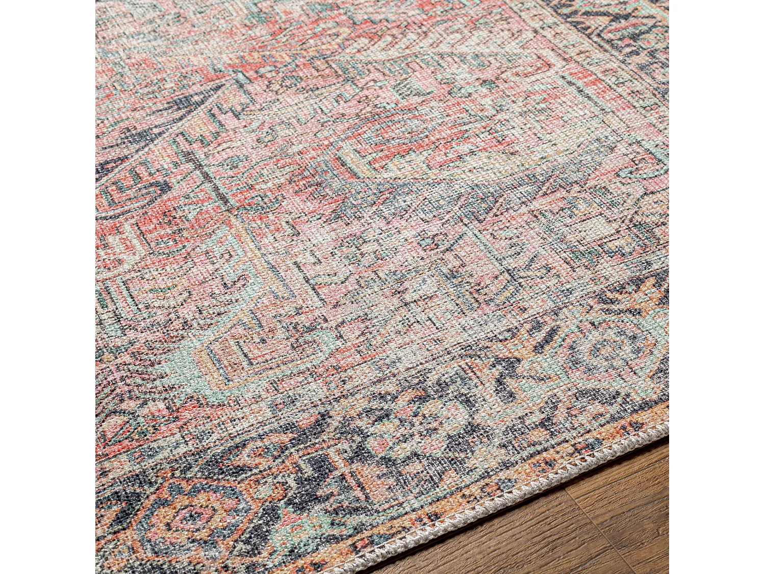 Tapis Vintage Lavable en Machine - Rose - 160x213cm - ELENA