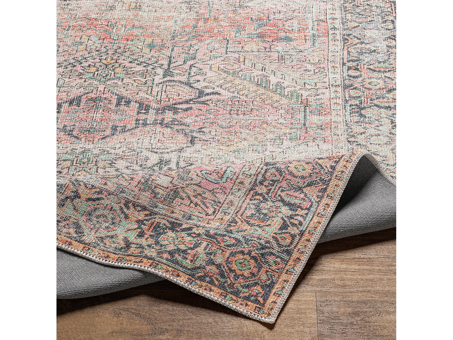 Tapis Vintage Lavable en Machine - Rose - 160x213cm - ELENA