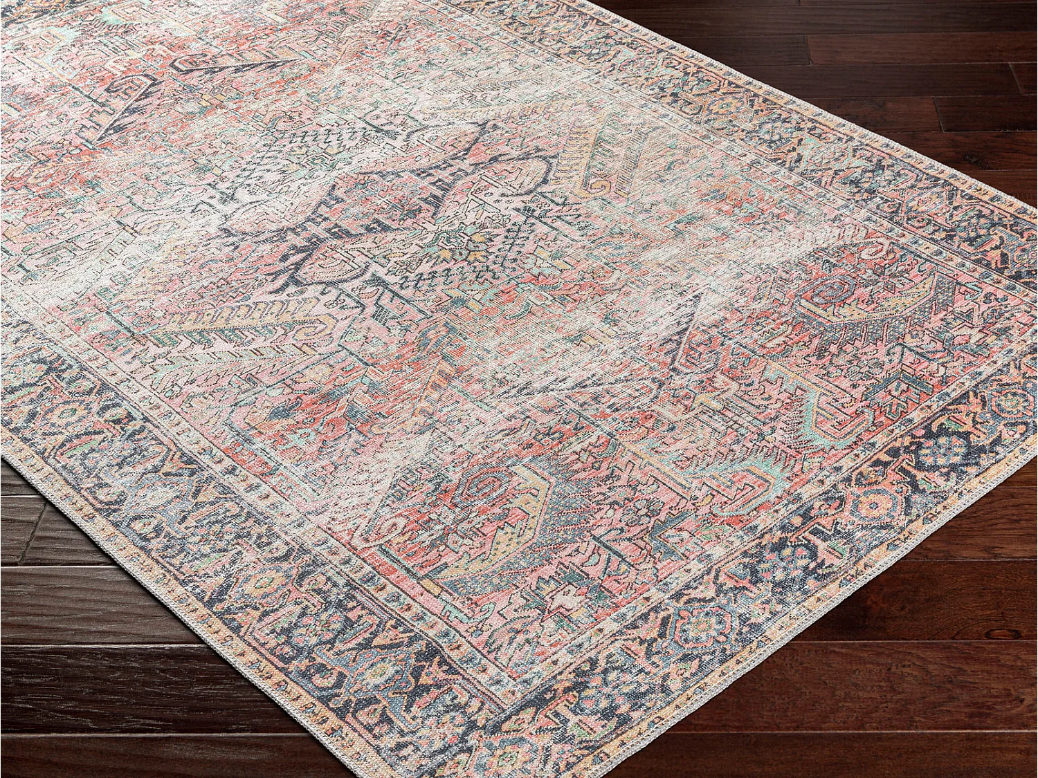 Tapis Vintage Lavable en Machine - Rose - 160x213cm - ELENA