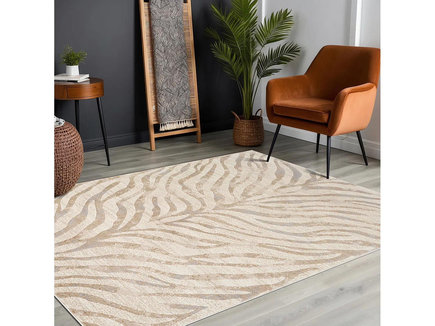 Boho Zebra Tapijt - Grijs/Beige - 120x170cm - CYBELE