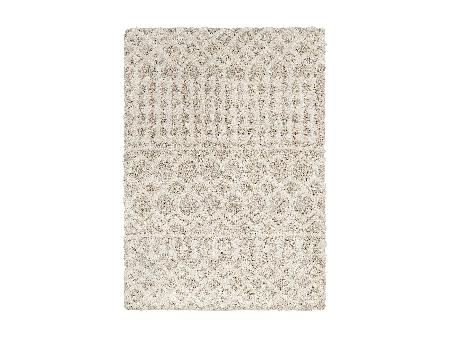 Zacht Hoogpolig Shaggy Boho Tapijt - Ivoor/Beige - 130x170cm - NOUR