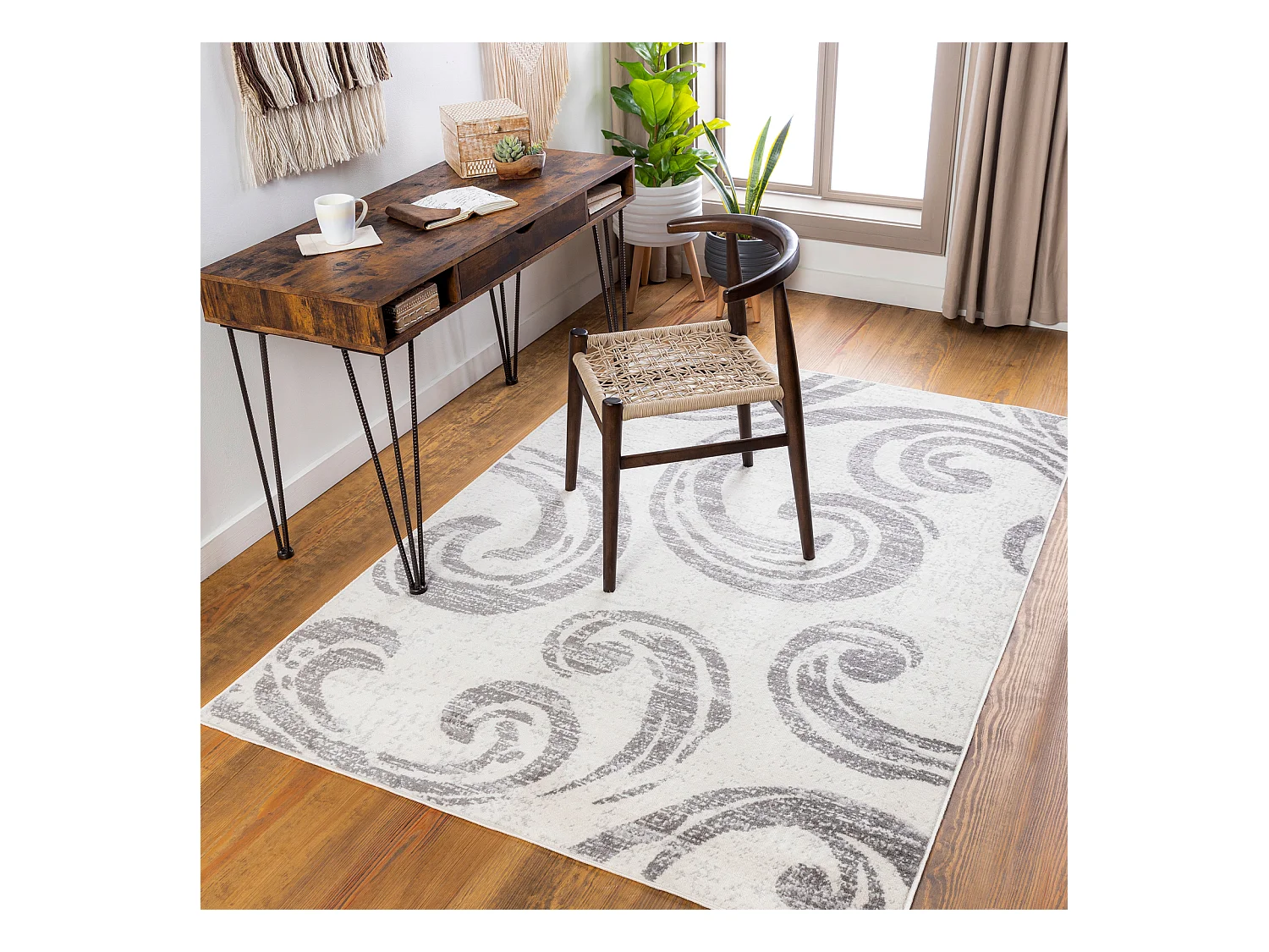 Tappeto Scandinavo Moderno - Bianco/Grigio - 152x213cm - MARGARET