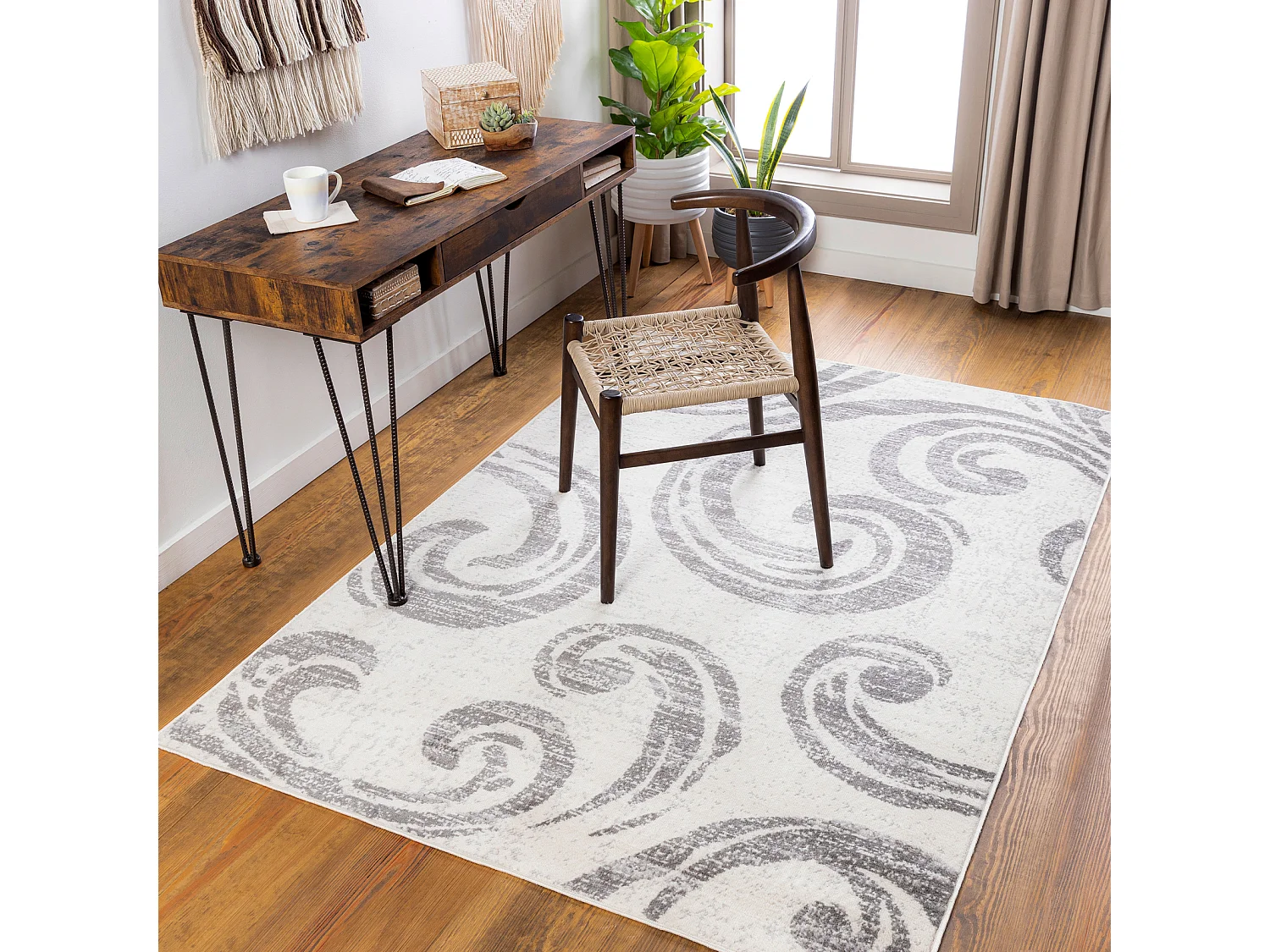 Tappeto Scandinavo Moderno - Bianco/Grigio - 152x213cm - MARGARET