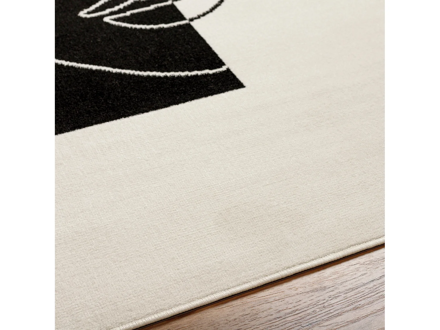 Tapis Scandinave Bohème - Blanc/Noir - 152x213cm - FRANCESCA