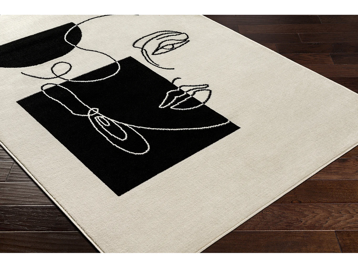 Tapis Scandinave Bohème - Blanc/Noir - 152x213cm - FRANCESCA