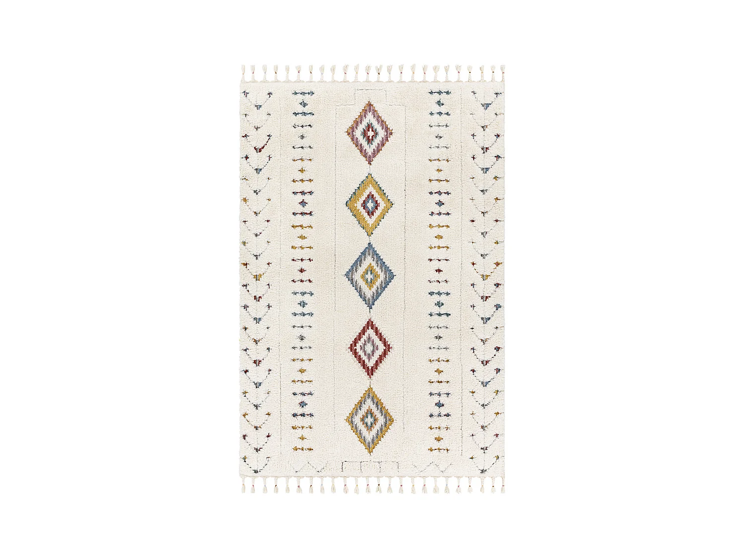 Tapis Shaggy Bohème - Multicolore/Blanc - 160x213cm - INO