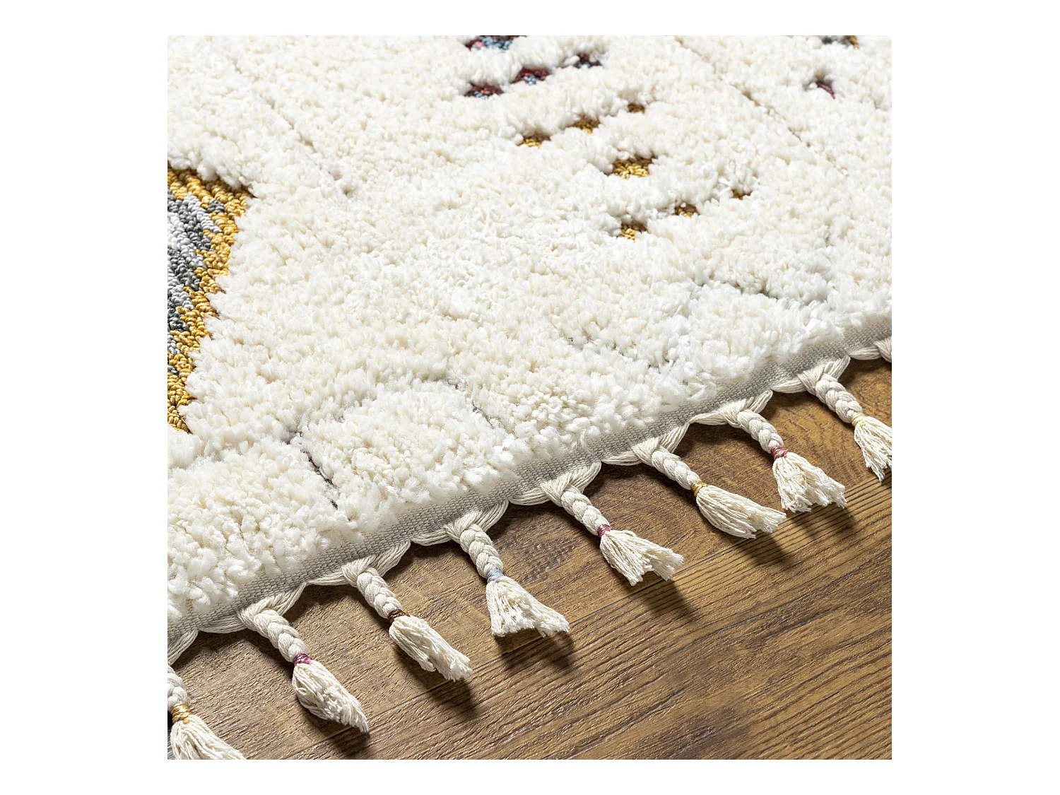 Tapis Shaggy Bohème - Multicolore/Blanc - 160x213cm - INO