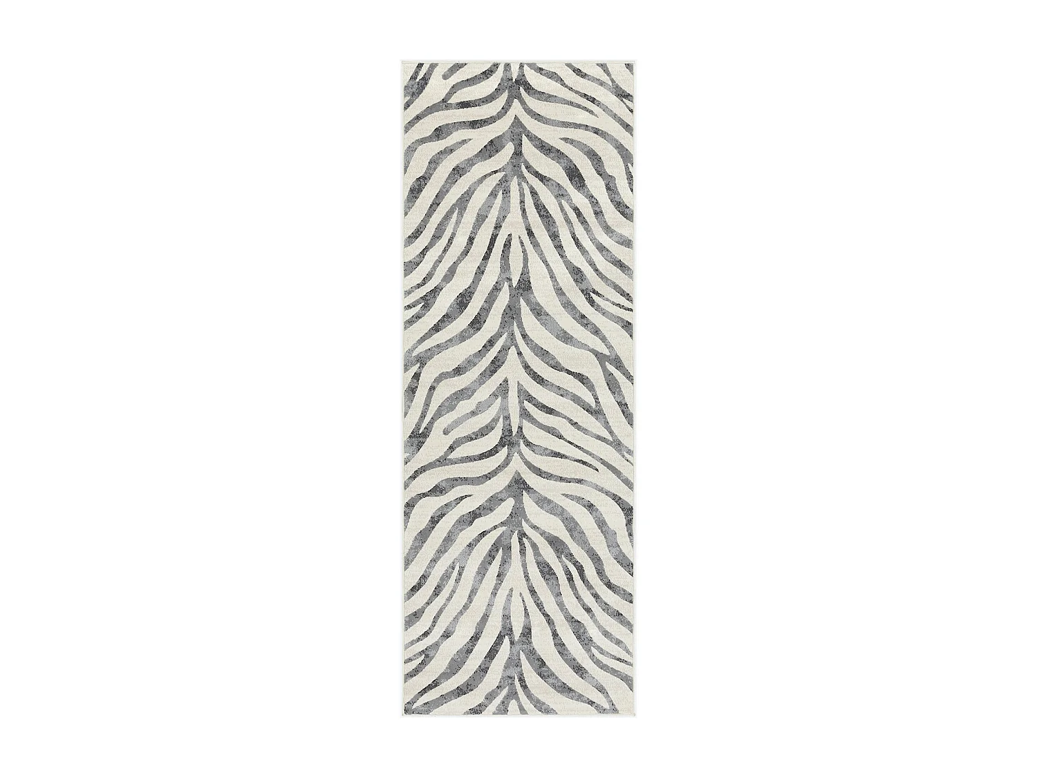 Tapis de Couloir Zébré Bohème - Gris Foncé/Beige - 80x220cm - CYBELE