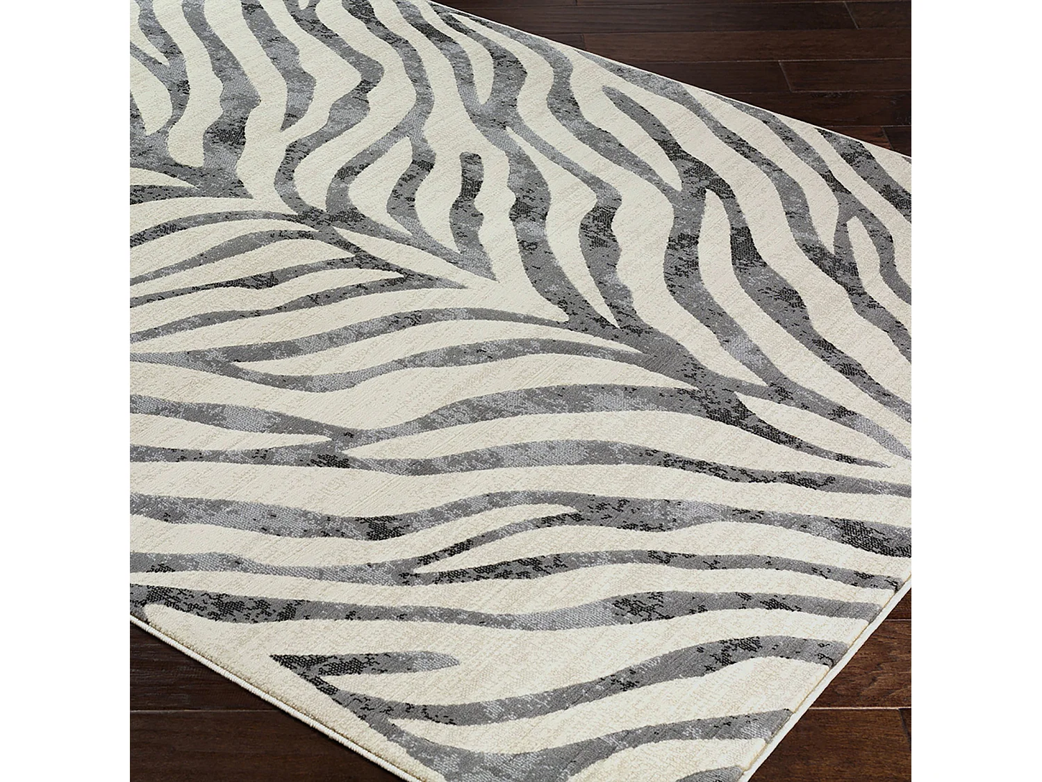 Tapis de Couloir Zébré Bohème - Gris Foncé/Beige - 80x220cm - CYBELE