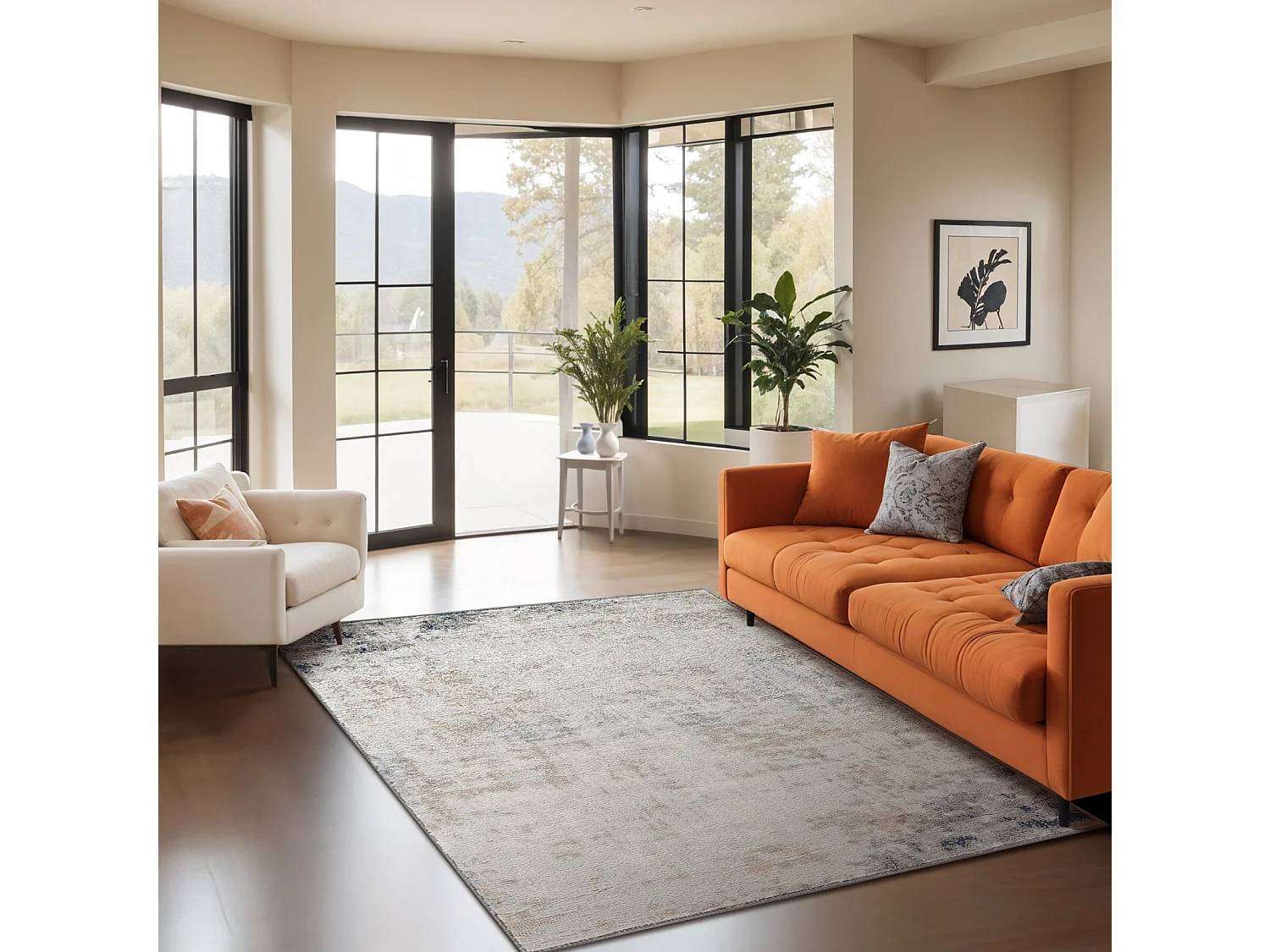 Modern Abstract Tapijt - Grijs/Blauw - 200x275cm - ALIX