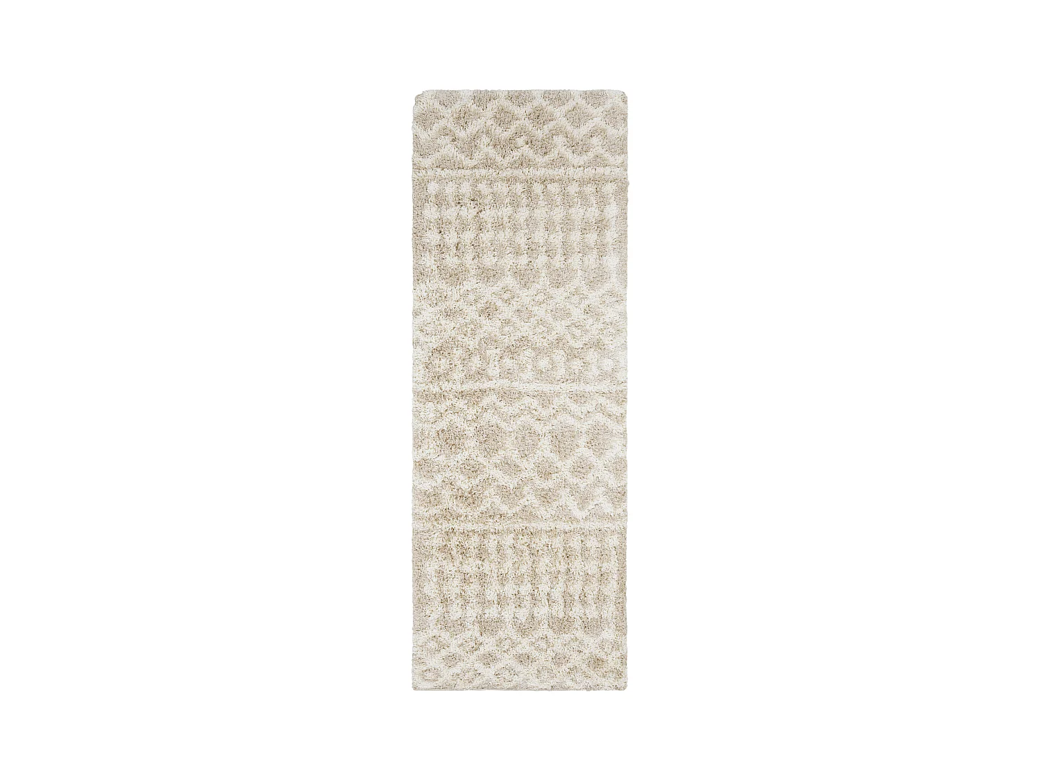 Tapis de Couloir Shaggy Bohème - Ivoire/Beige - 80x220cm - NOUR