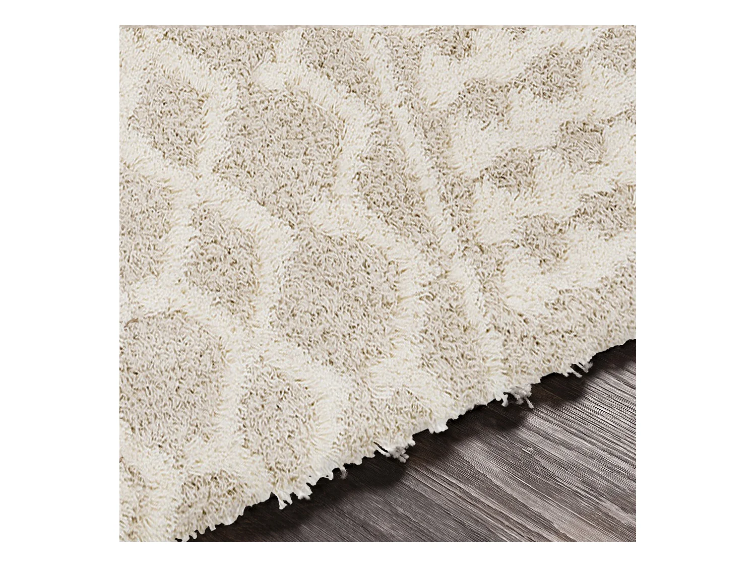 Tapis de Couloir Shaggy Bohème - Ivoire/Beige - 80x220cm - NOUR